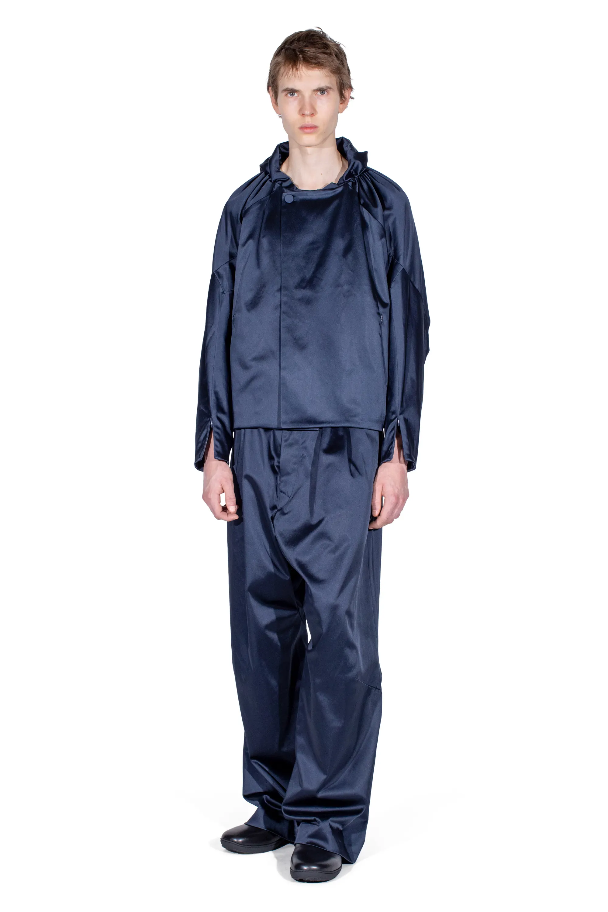 KIKO KOSTADINOV HELMOND GATHERED BLOUSON - DARK SAPPHIRE