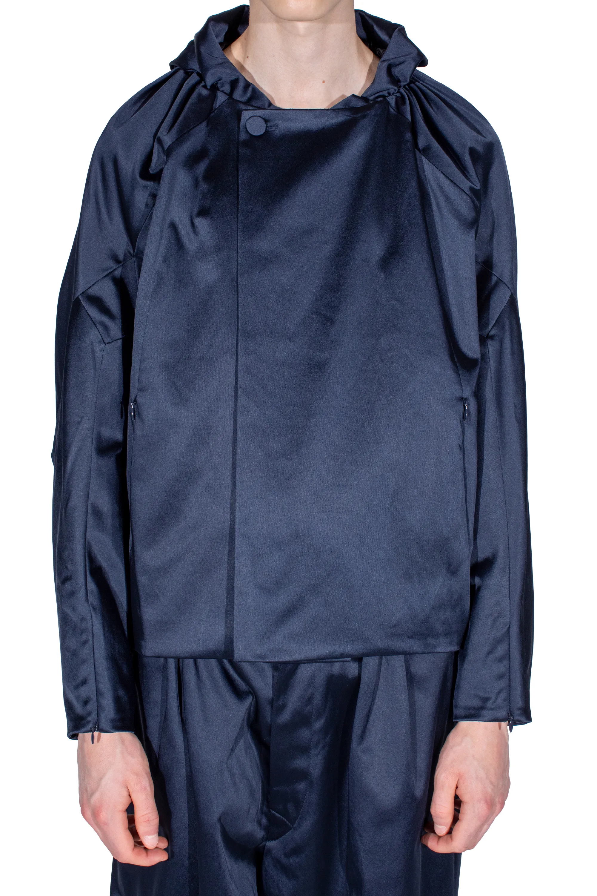 KIKO KOSTADINOV HELMOND GATHERED BLOUSON - DARK SAPPHIRE