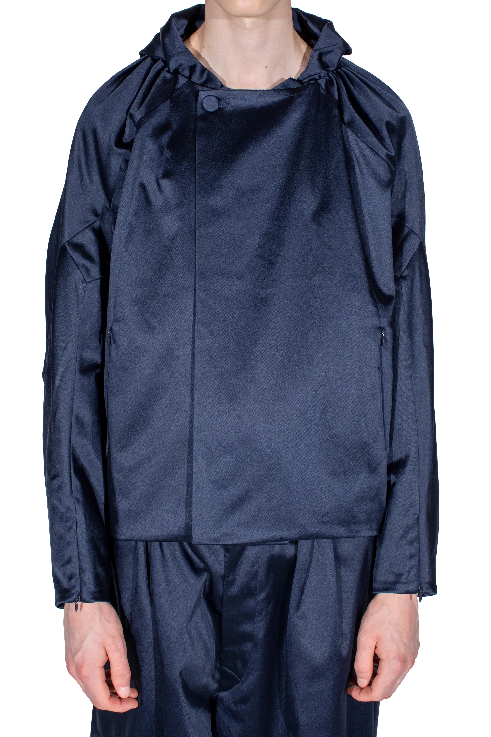 KIKO KOSTADINOV HELMOND GATHERED BLOUSON - DARK SAPPHIRE