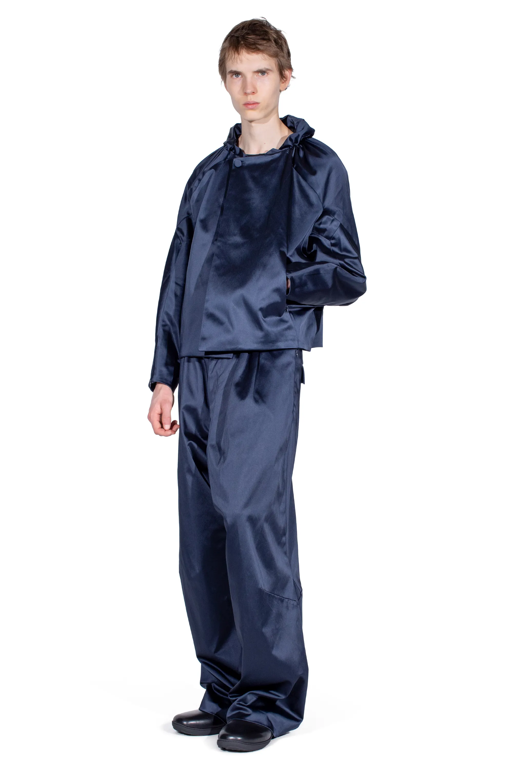 KIKO KOSTADINOV HELMOND GATHERED BLOUSON - DARK SAPPHIRE