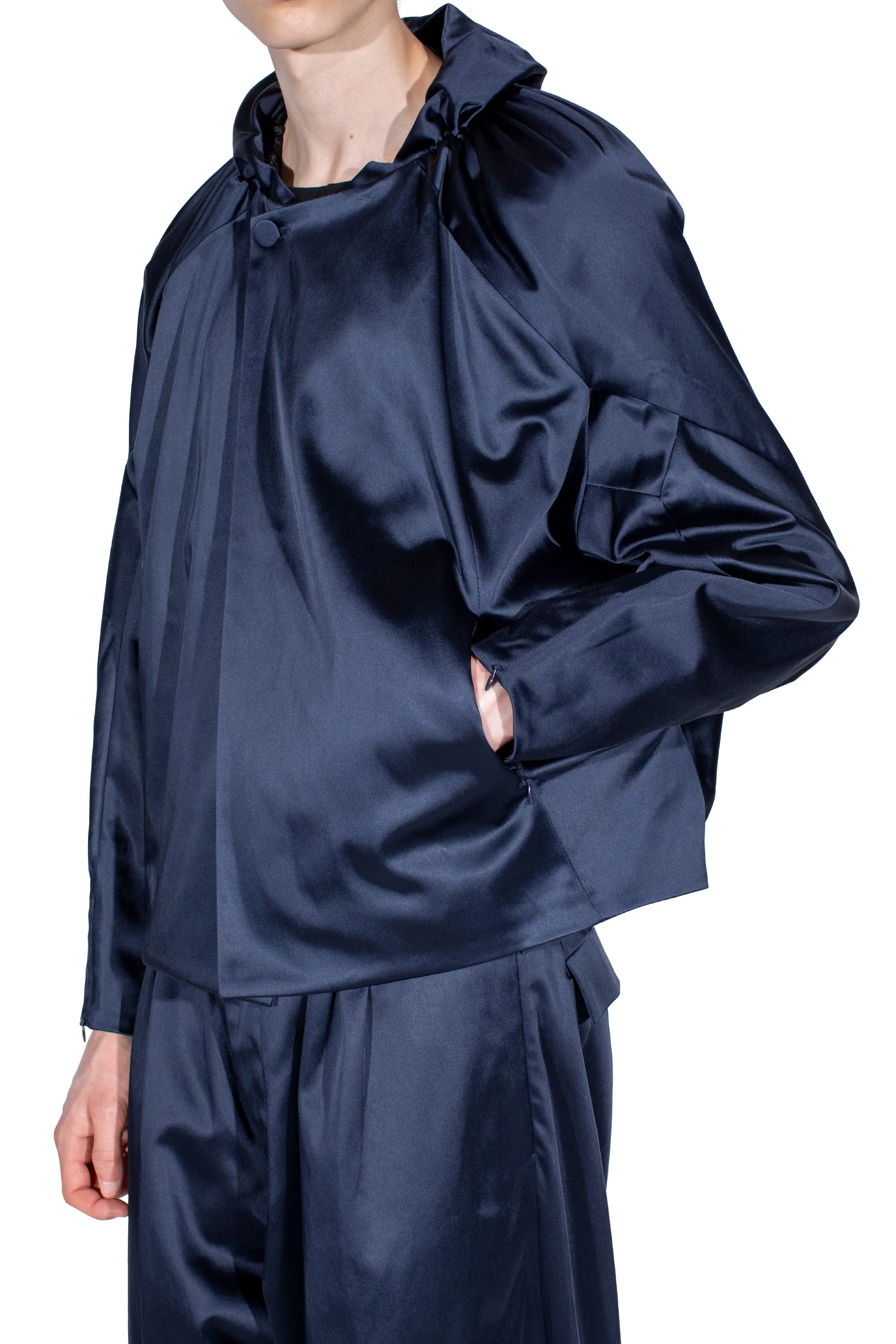 KIKO KOSTADINOV HELMOND GATHERED BLOUSON - DARK SAPPHIRE