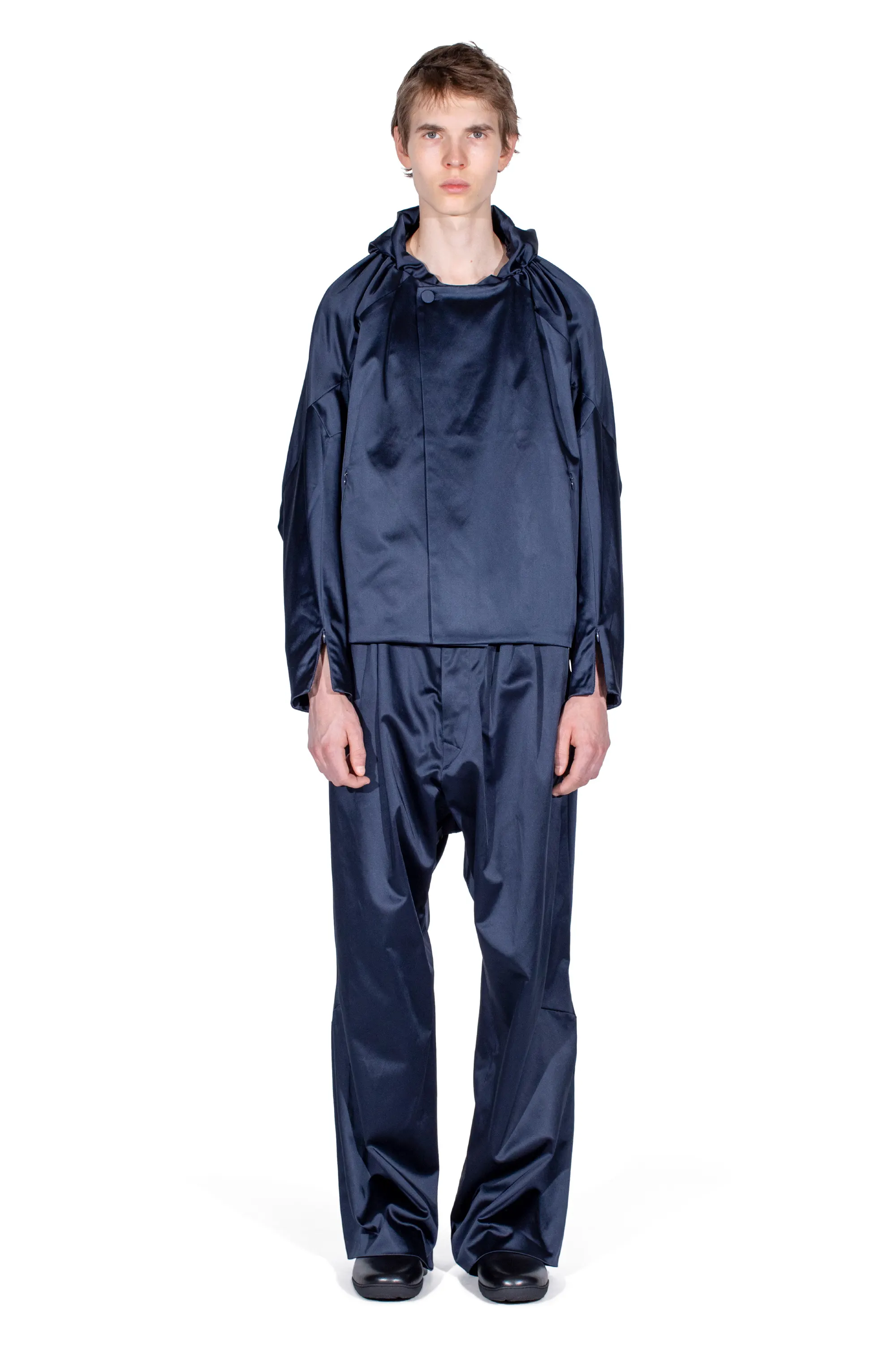 KIKO KOSTADINOV HELMOND GATHERED BLOUSON - DARK SAPPHIRE
