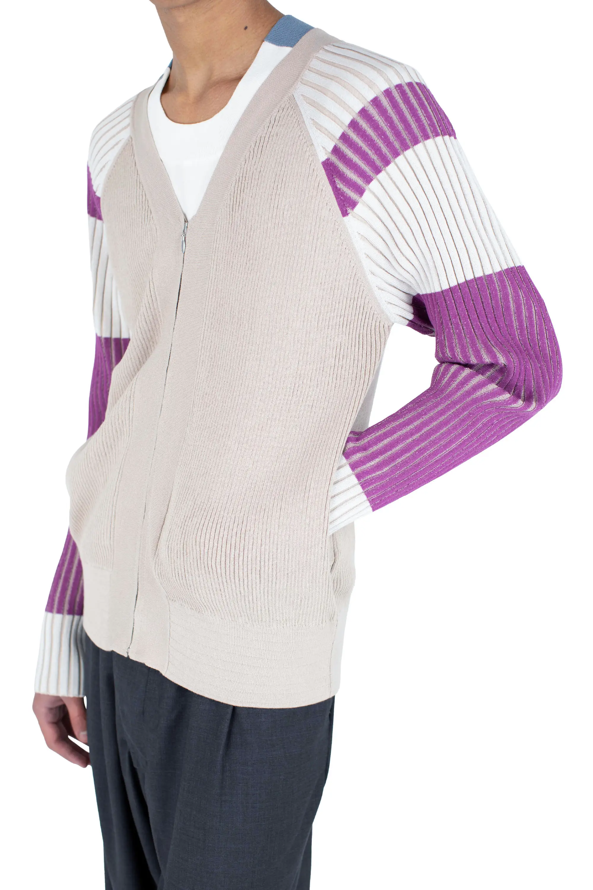 KIKO KOSTADINOV INEX CARDIGAN - ALMOND / PURPLE / IVORY / BLUE