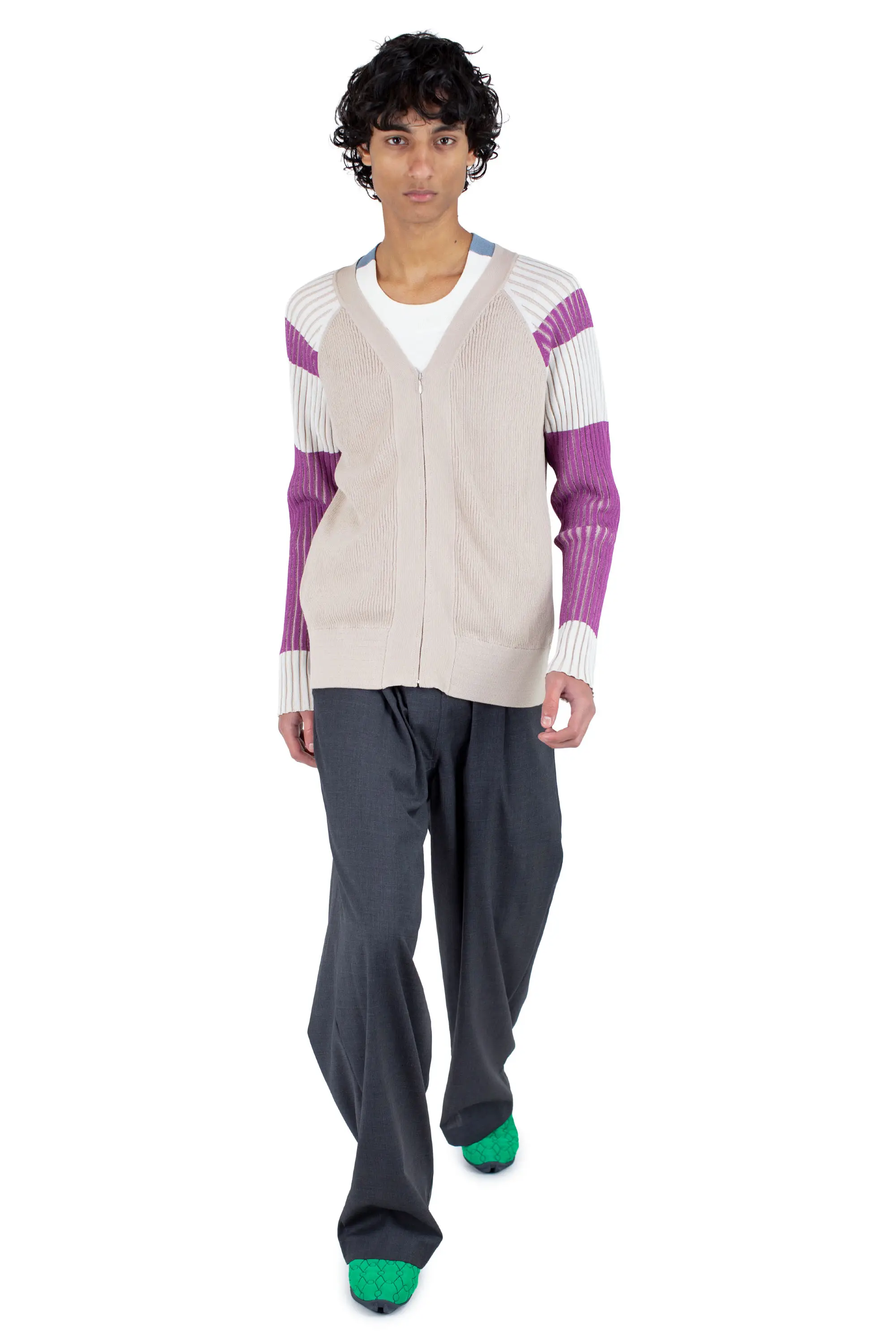 KIKO KOSTADINOV INEX CARDIGAN - ALMOND / PURPLE / IVORY / BLUE