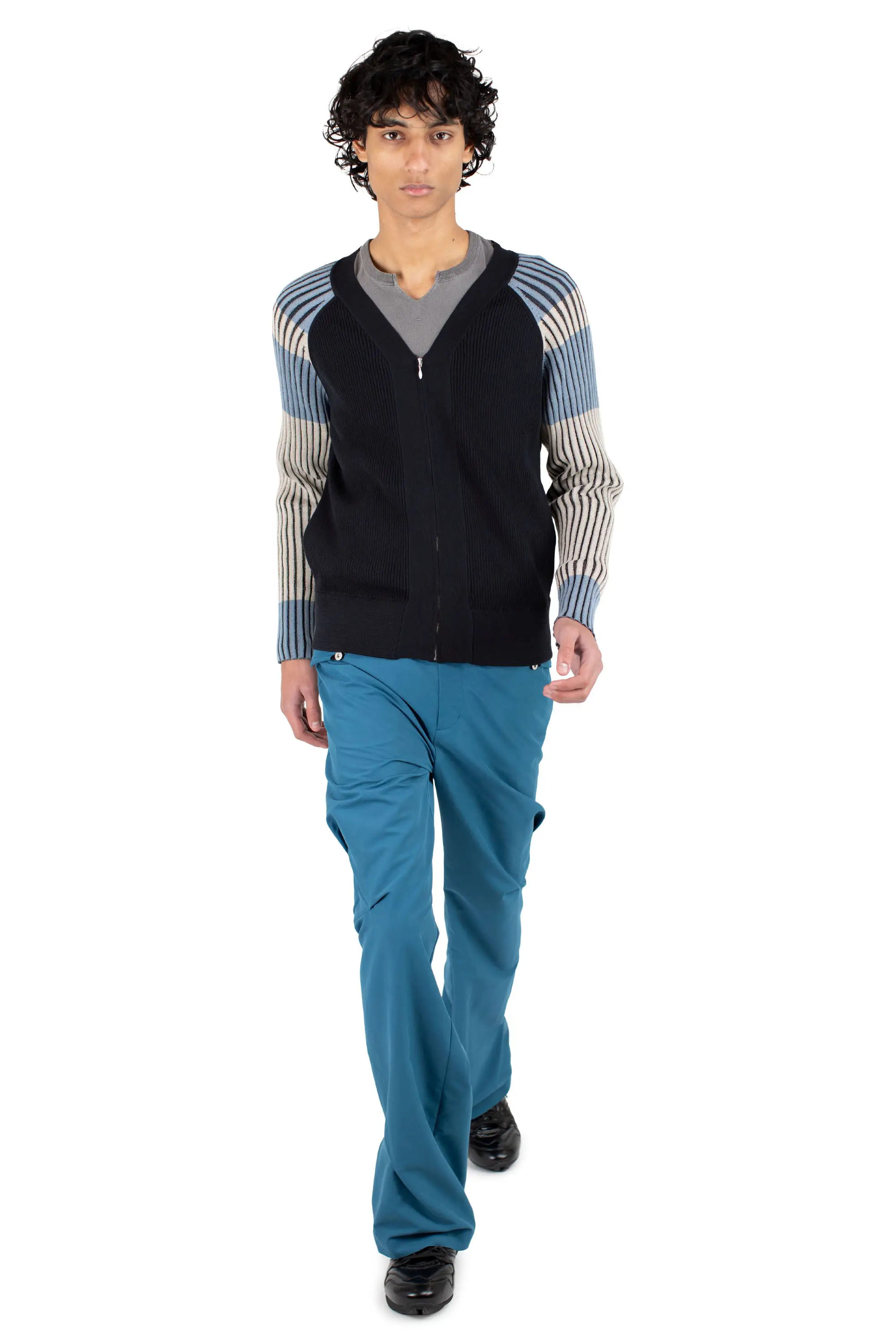 KIKO KOSTADINOV INEX CARDIGAN - BLACK / ALMOND / DUSTY BLUE