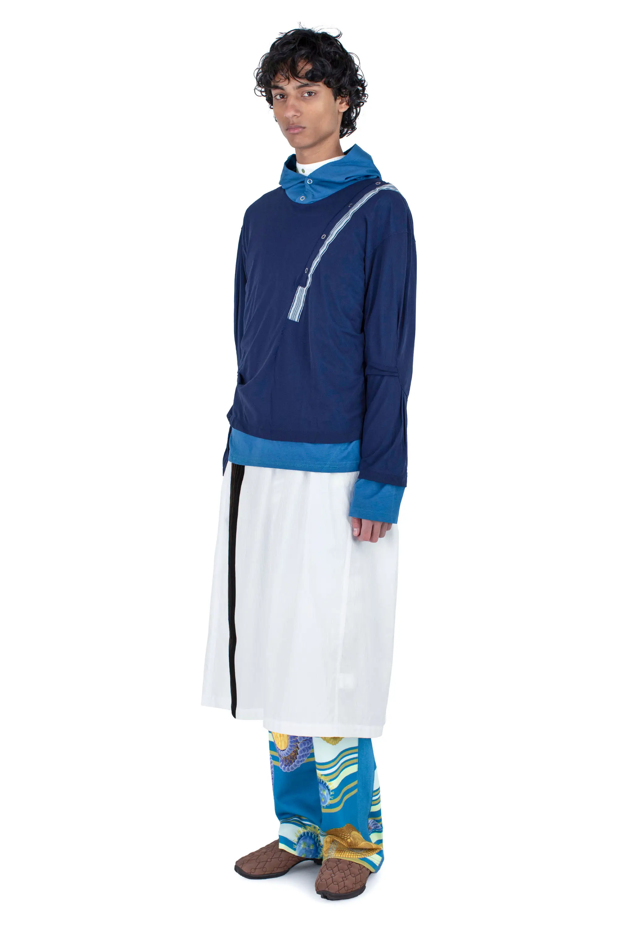 KIKO KOSTADINOV INEX HOODED TOP - BLUE / NAVY