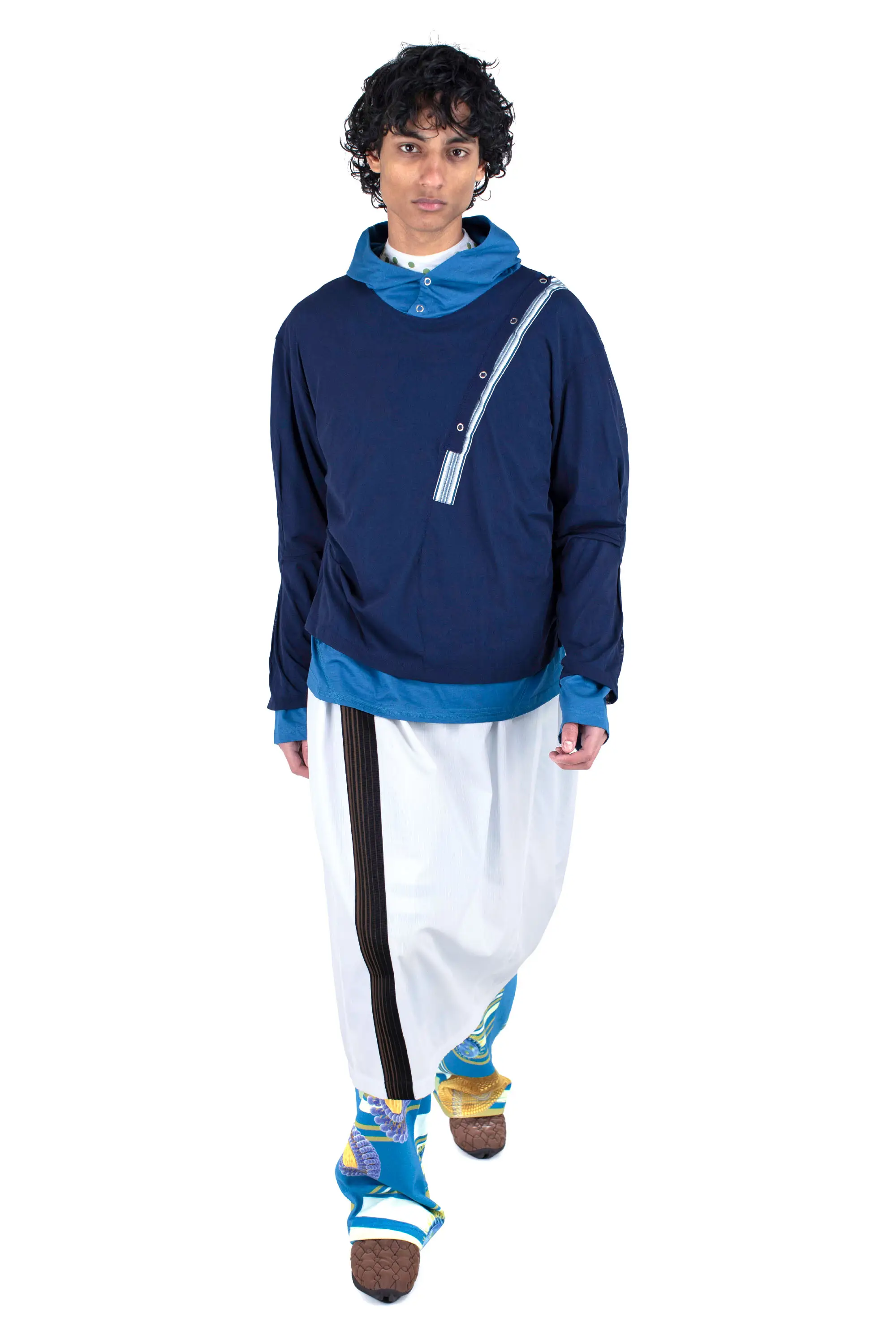 KIKO KOSTADINOV INEX HOODED TOP - BLUE / NAVY
