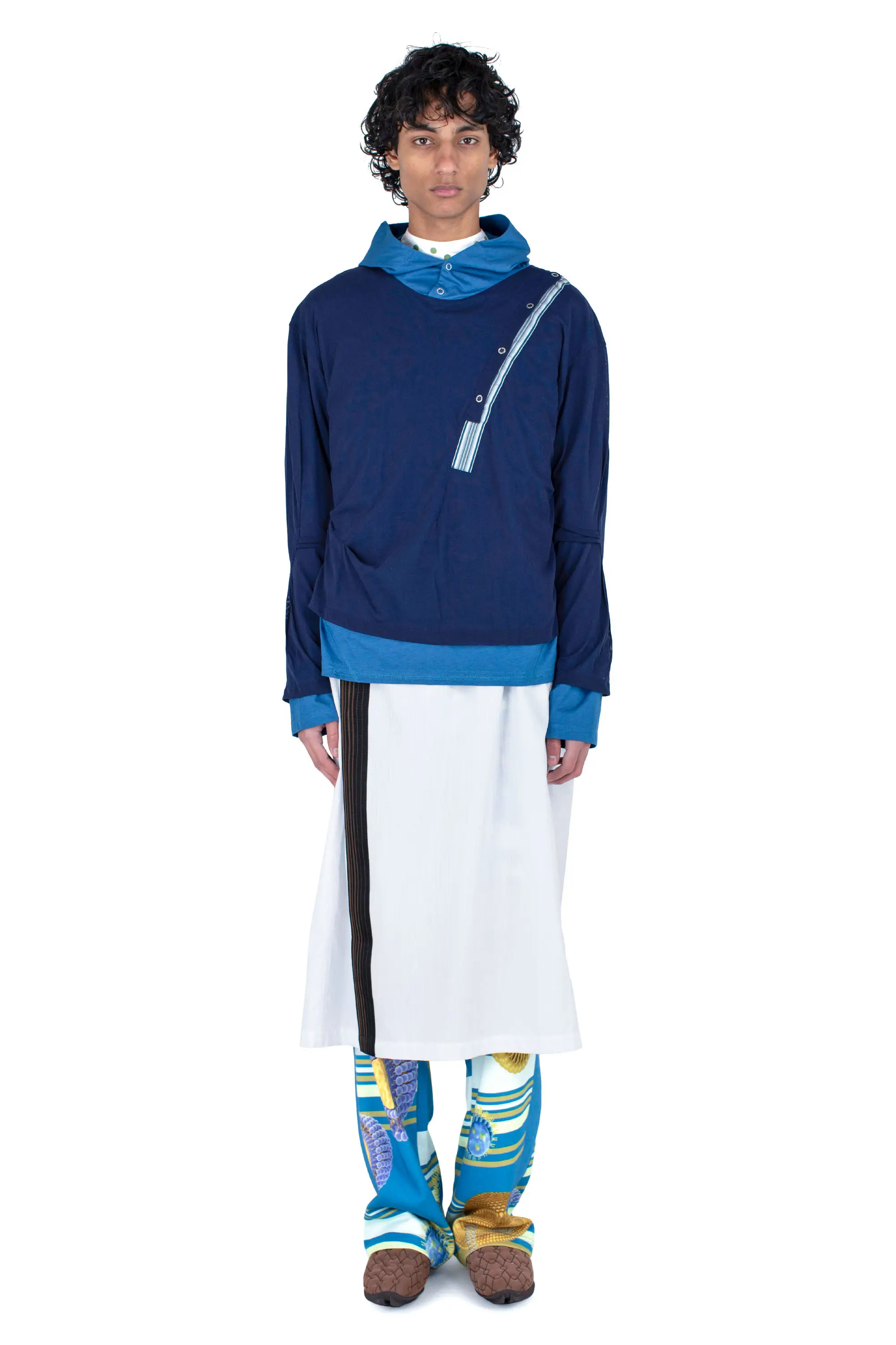 KIKO KOSTADINOV INEX HOODED TOP - BLUE / NAVY