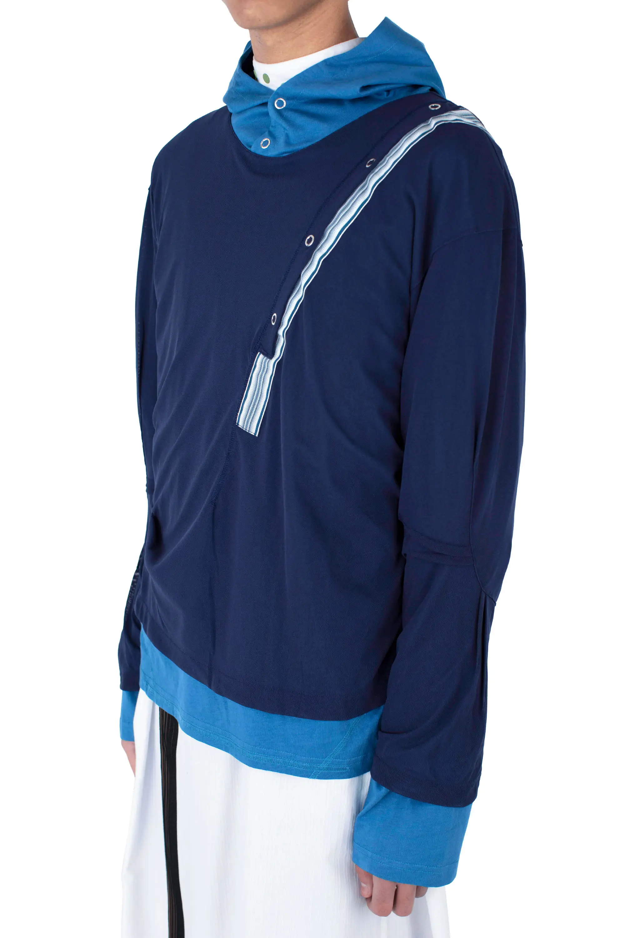 KIKO KOSTADINOV INEX HOODED TOP - BLUE / NAVY