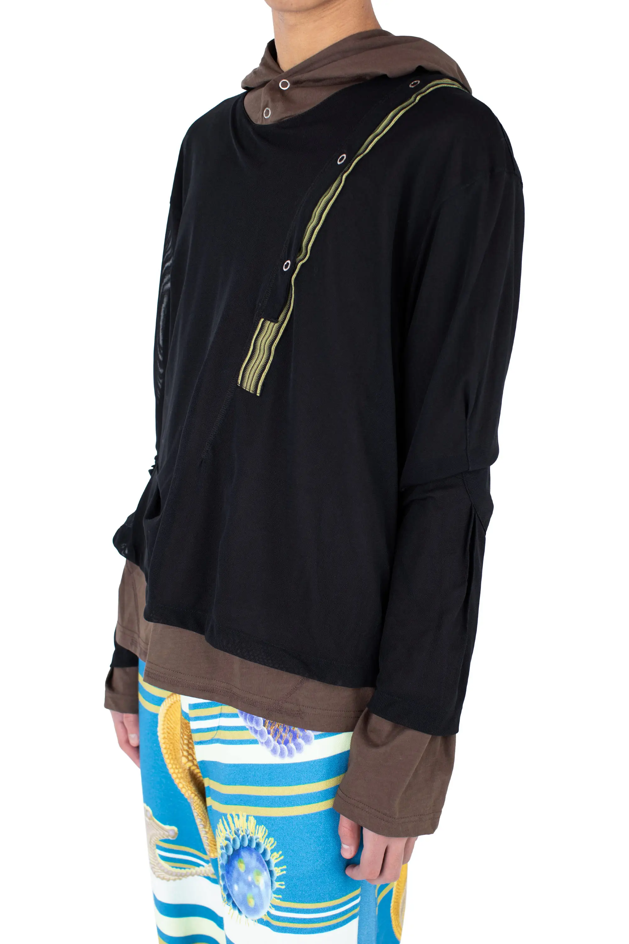 KIKO KOSTADINOV INEX HOODED TOP - BROWN / BLACK
