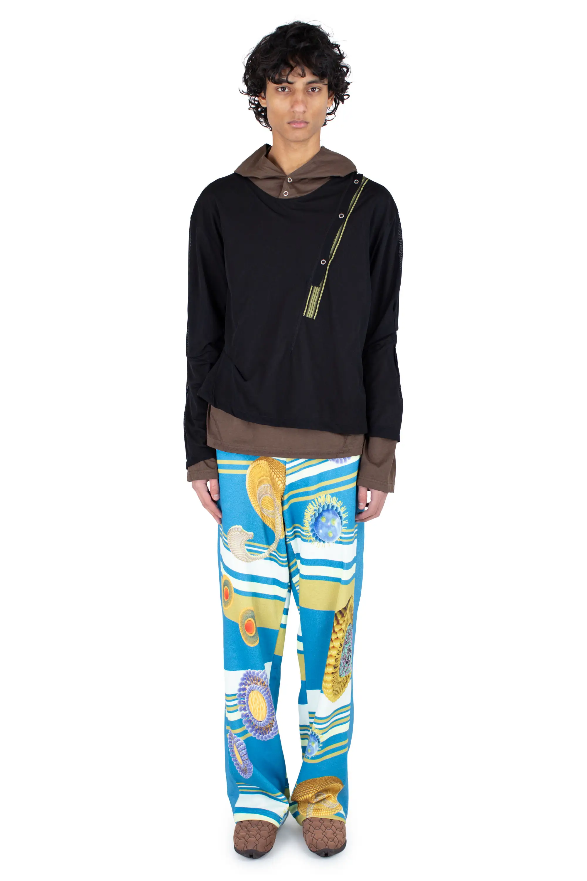 KIKO KOSTADINOV INEX HOODED TOP - BROWN / BLACK