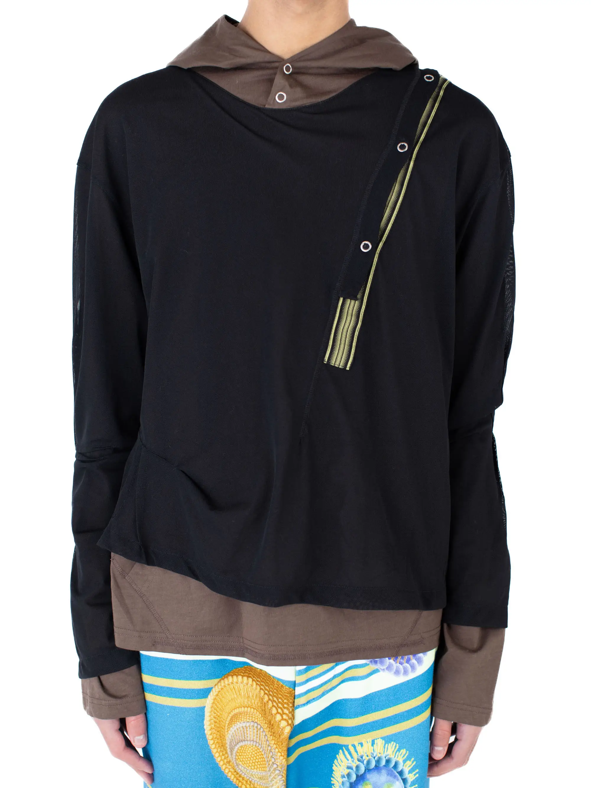 KIKO KOSTADINOV INEX HOODED TOP - BROWN / BLACK