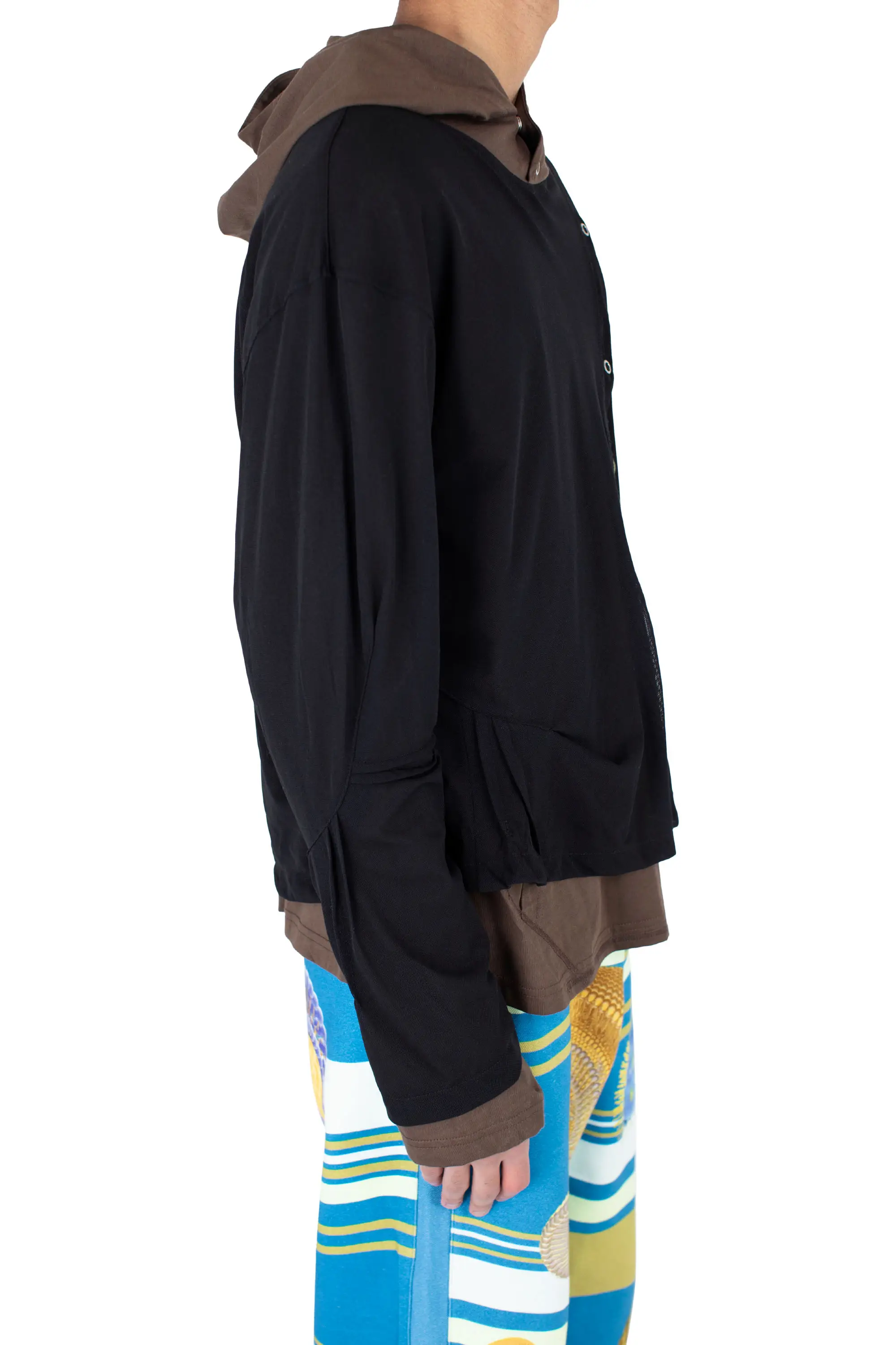 KIKO KOSTADINOV INEX HOODED TOP - BROWN / BLACK