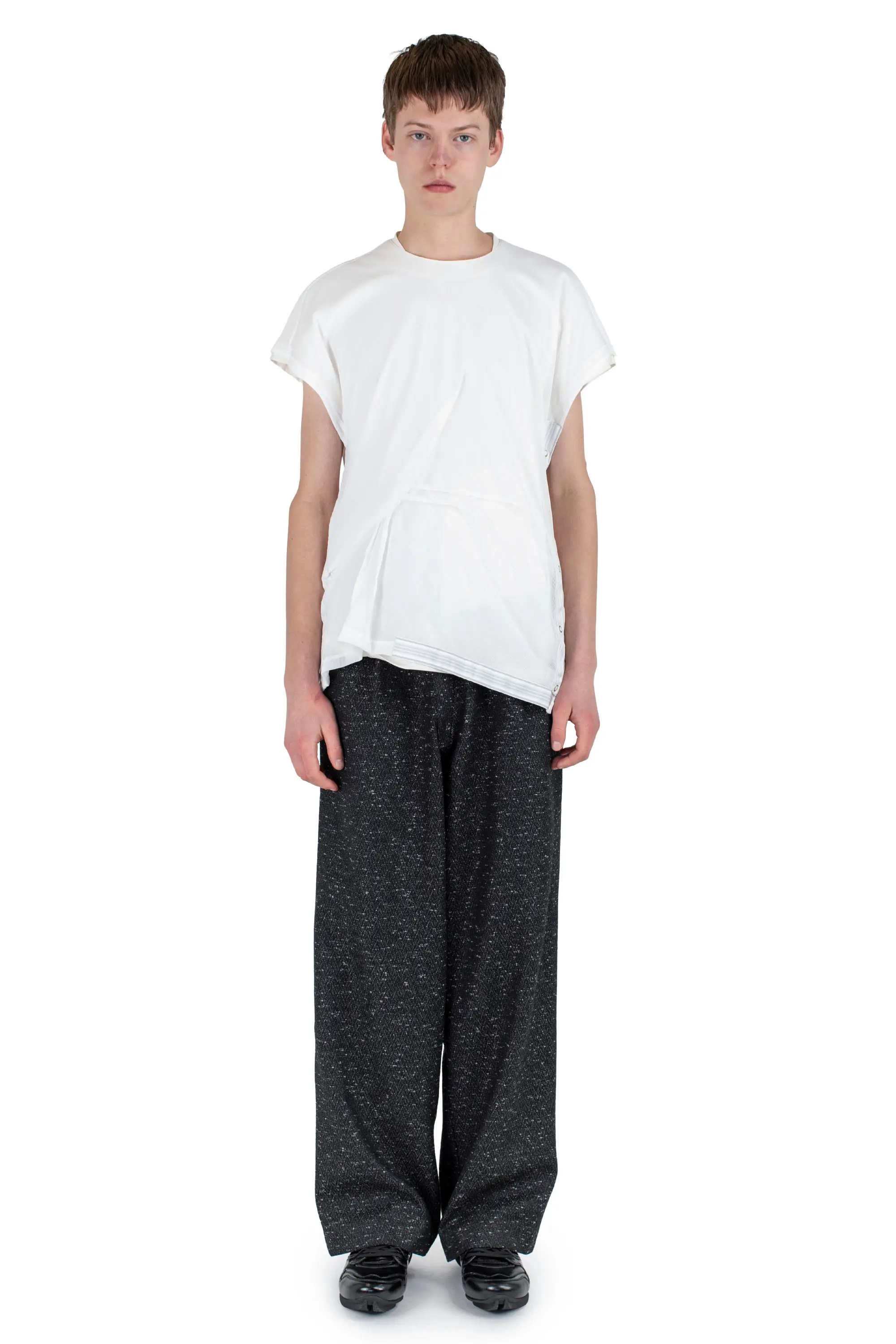 KIKO KOSTADINOV INEX MESH SLEEVELESS TOP - OFF WHITE / WHITE
