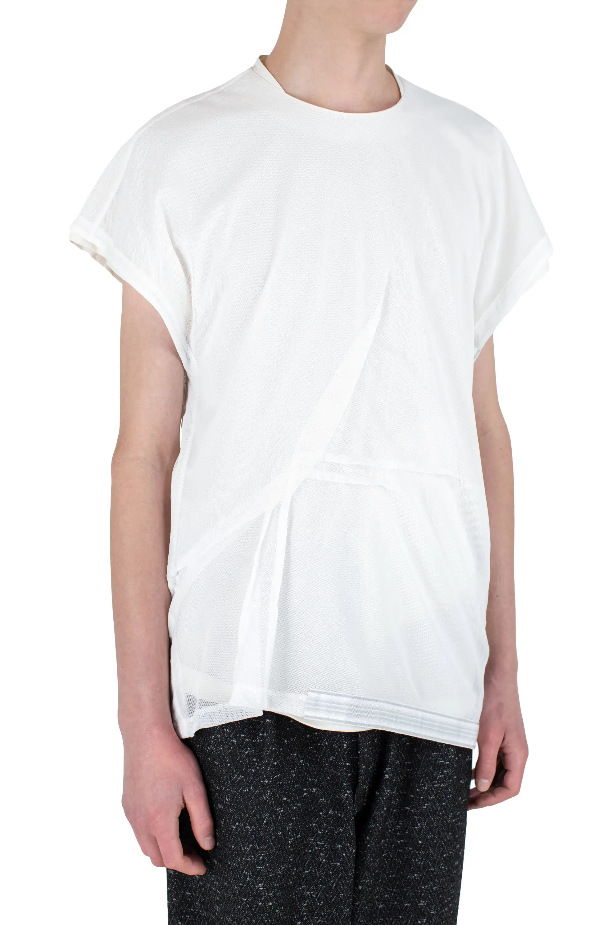 KIKO KOSTADINOV INEX MESH SLEEVELESS TOP - OFF WHITE / WHITE