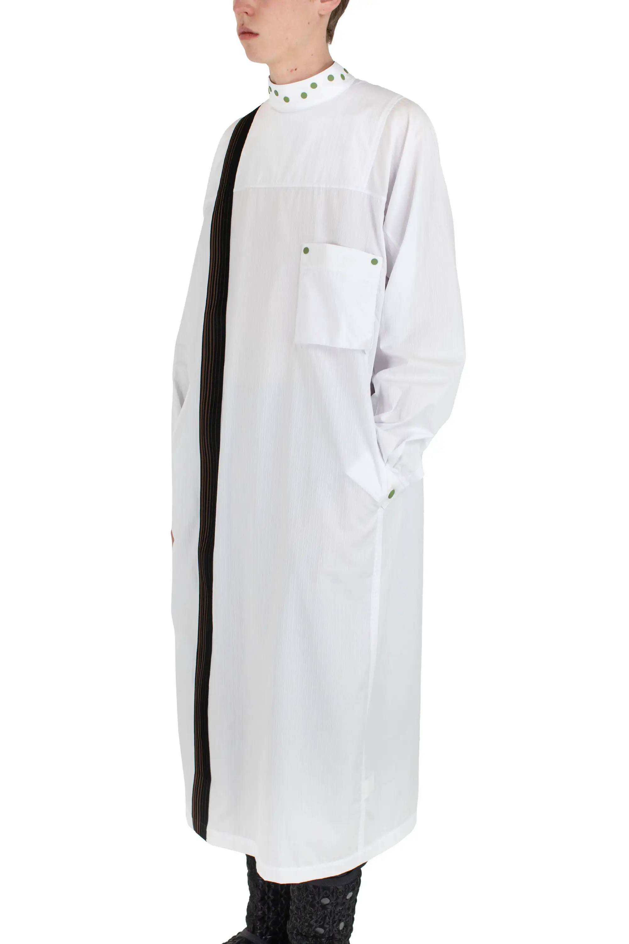 KIKO KOSTADINOV INEX SNAP LONG SHIRT - WHITE STRIPES