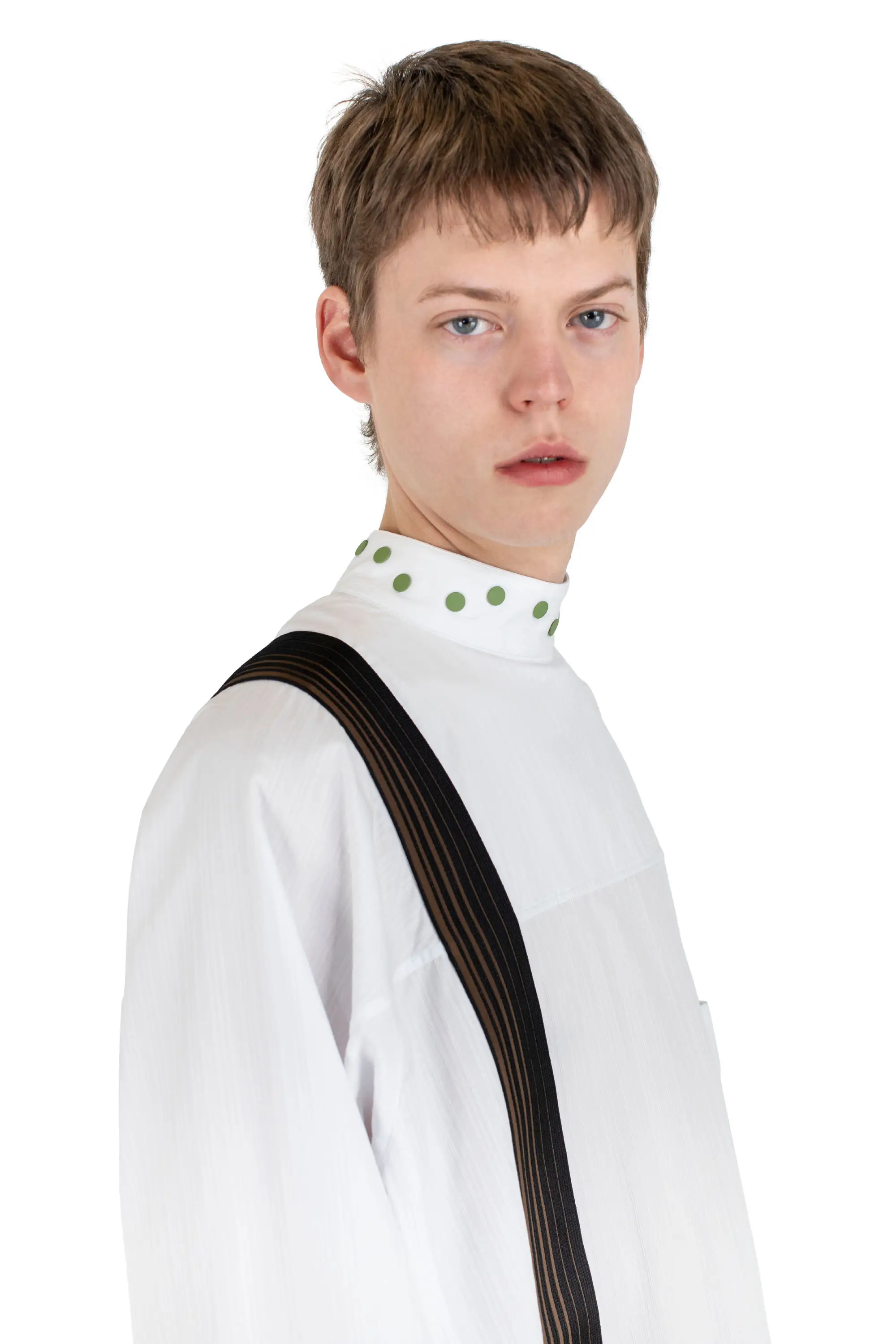 KIKO KOSTADINOV INEX SNAP LONG SHIRT - WHITE STRIPES