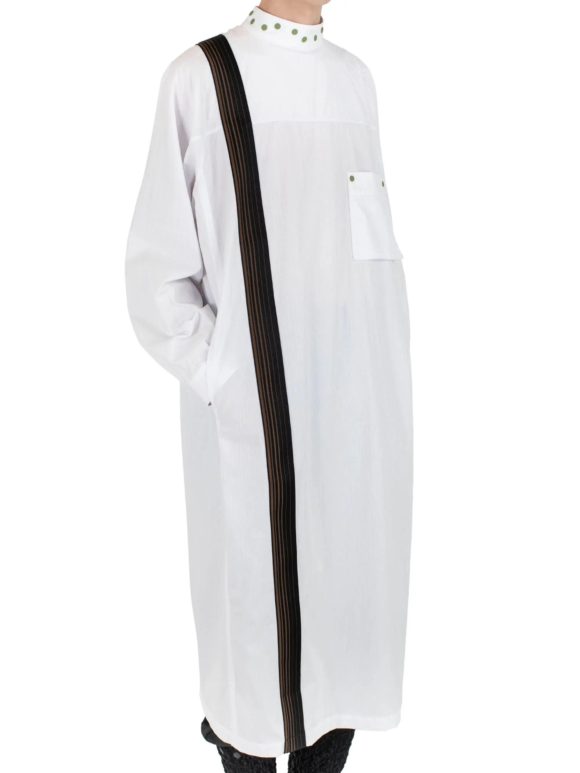 KIKO KOSTADINOV INEX SNAP LONG SHIRT - WHITE STRIPES