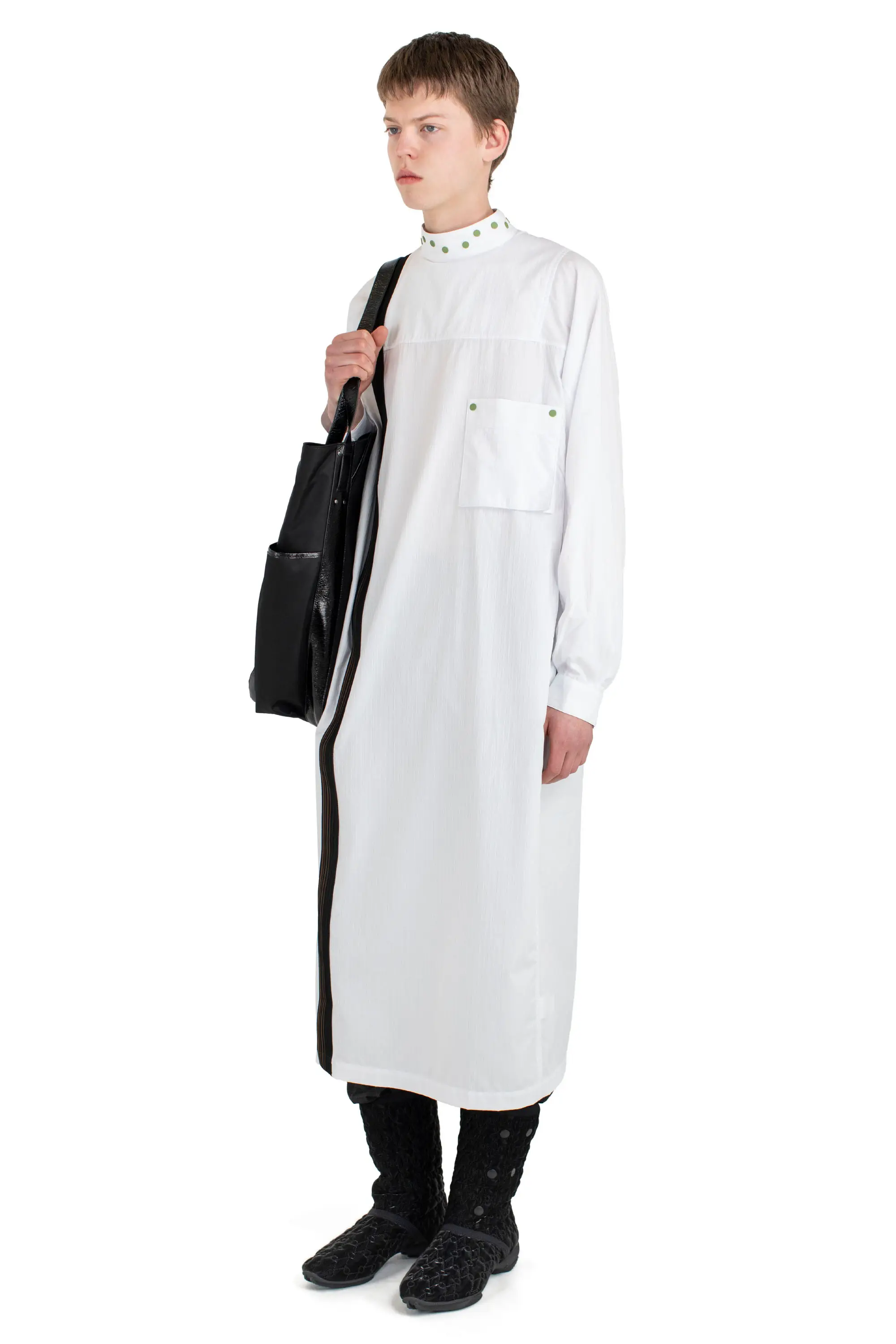 KIKO KOSTADINOV INEX SNAP LONG SHIRT - WHITE STRIPES