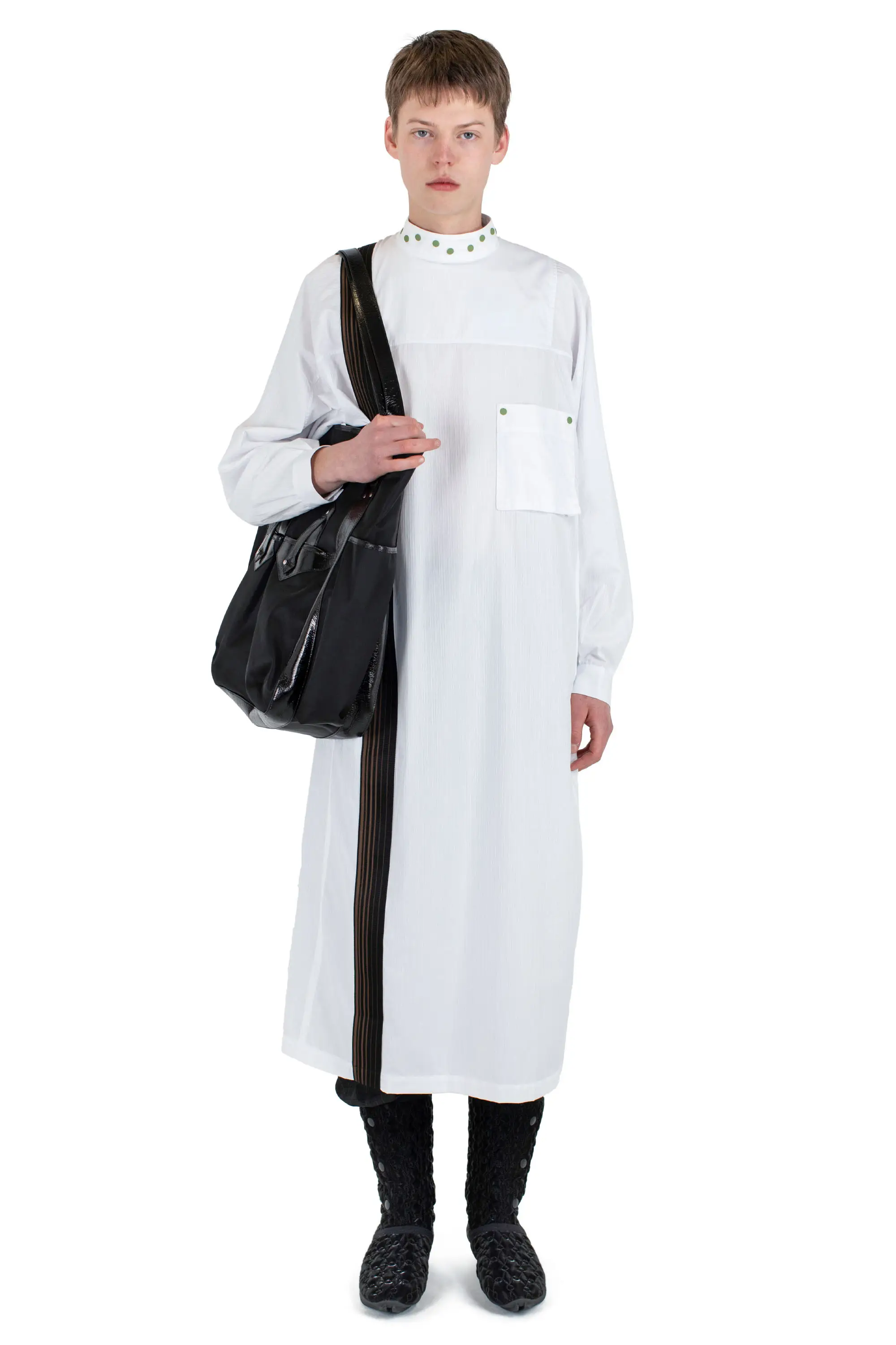 KIKO KOSTADINOV INEX SNAP LONG SHIRT - WHITE STRIPES
