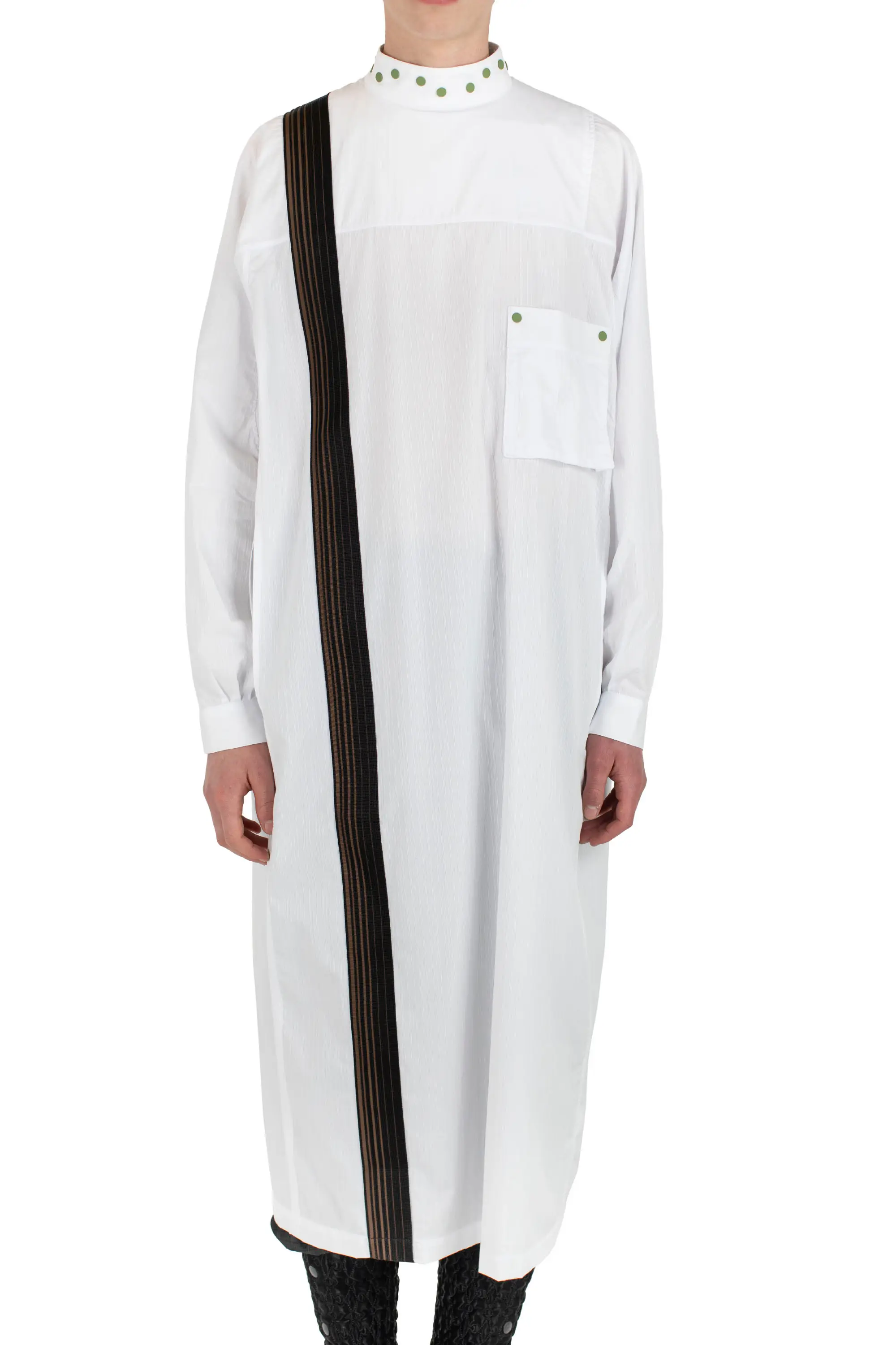 KIKO KOSTADINOV INEX SNAP LONG SHIRT - WHITE STRIPES