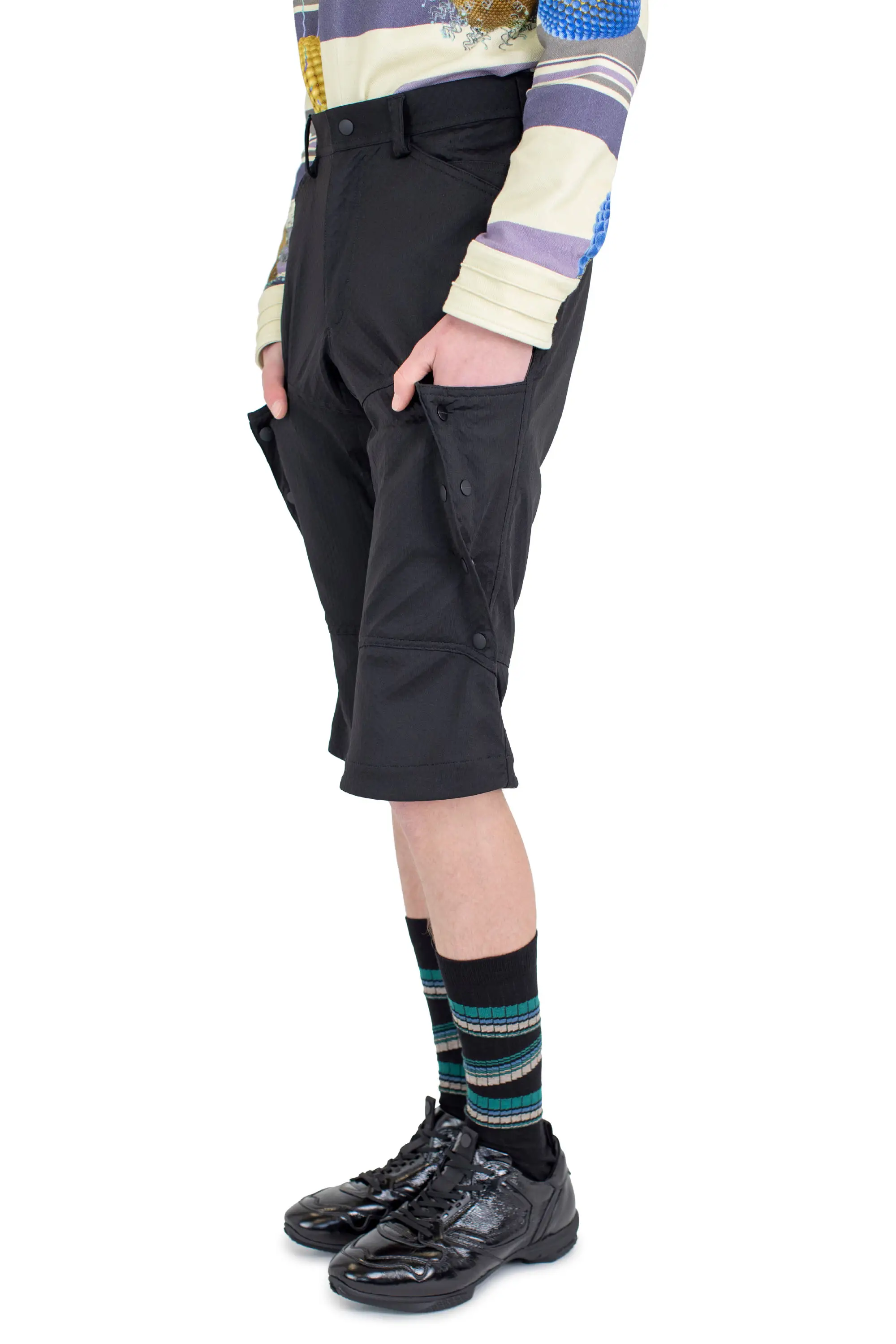 KIKO KOSTADINOV INEX SNAP SHORTS - COAL BLACK / CALLISTO BROWN