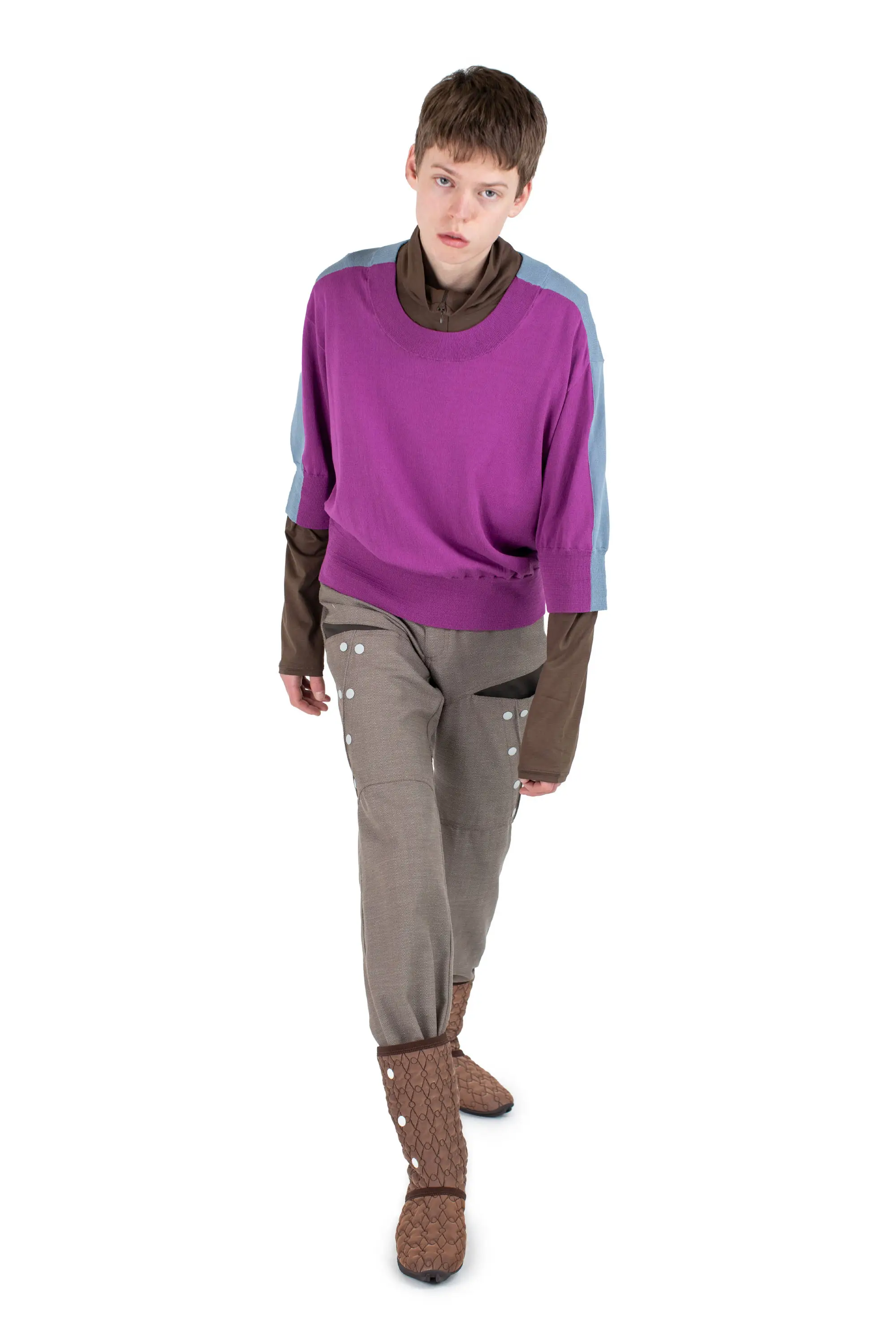KIKO KOSTADINOV INEX SNAP TROUSER - BROWN OAK / JAVA BROWN
