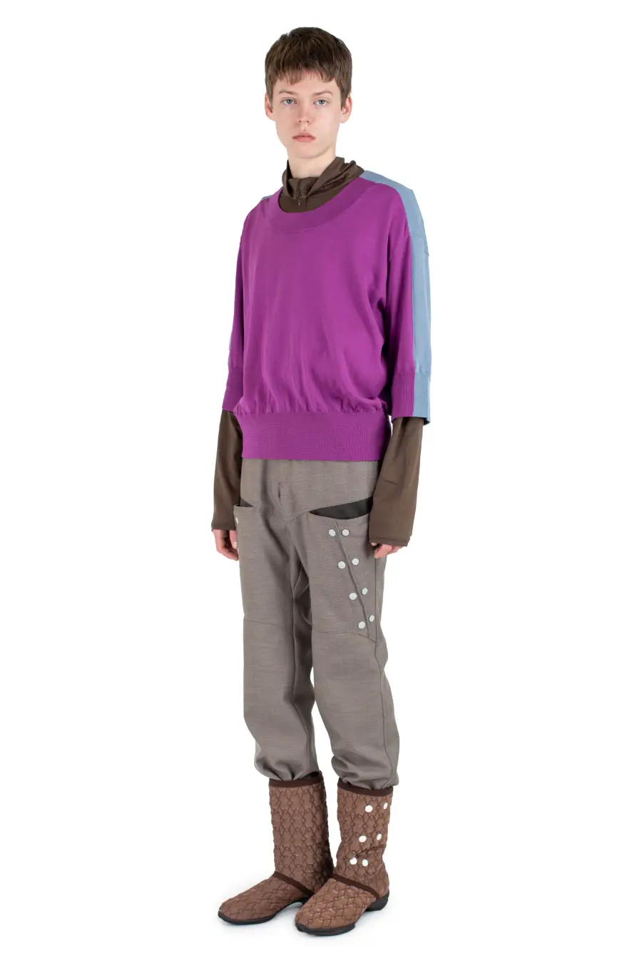 KIKO KOSTADINOV INEX SNAP TROUSER - BROWN OAK / JAVA BROWN