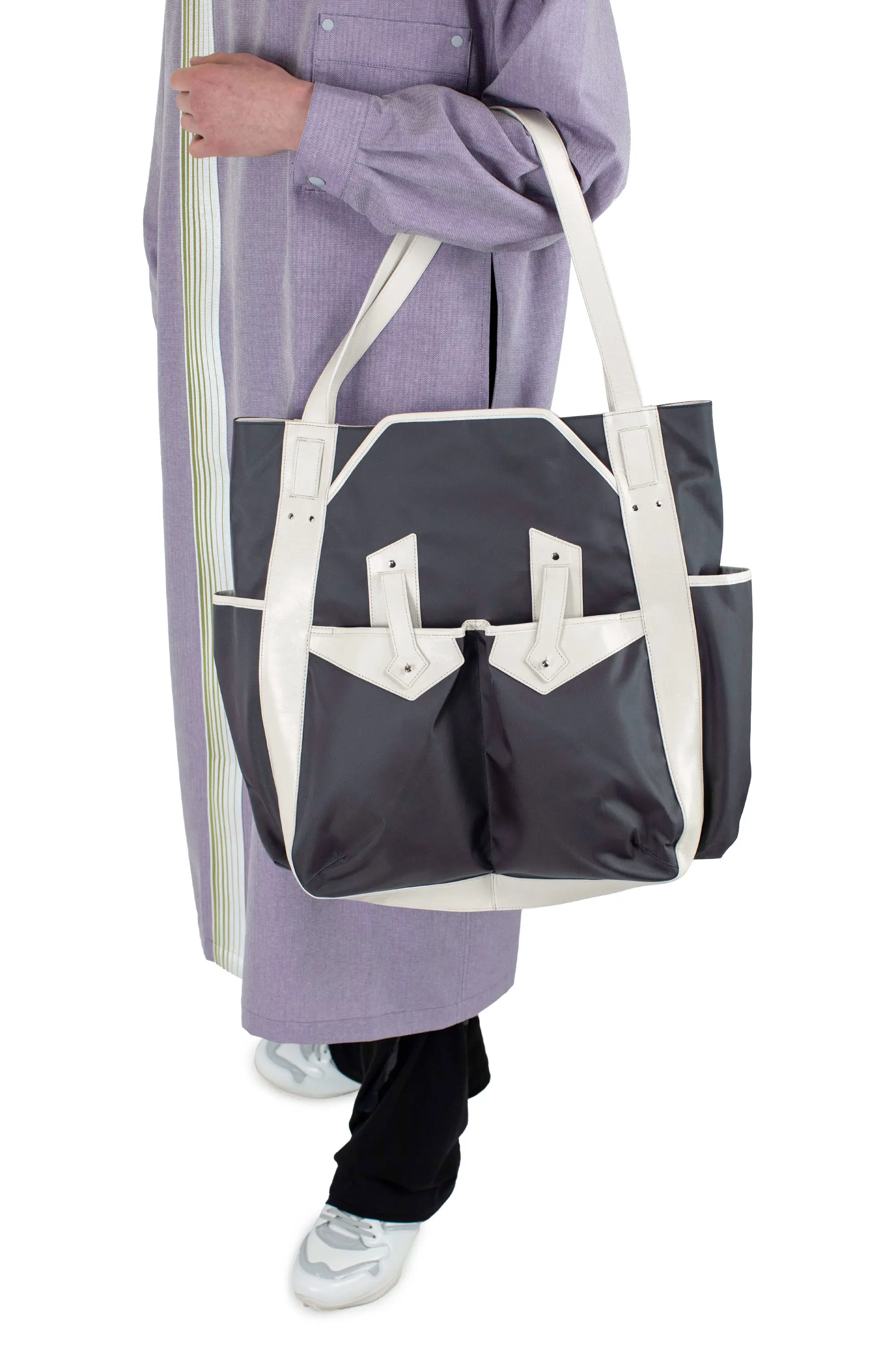 KIKO KOSTADINOV INEX TOTE BAG - DARK GREY / SAND