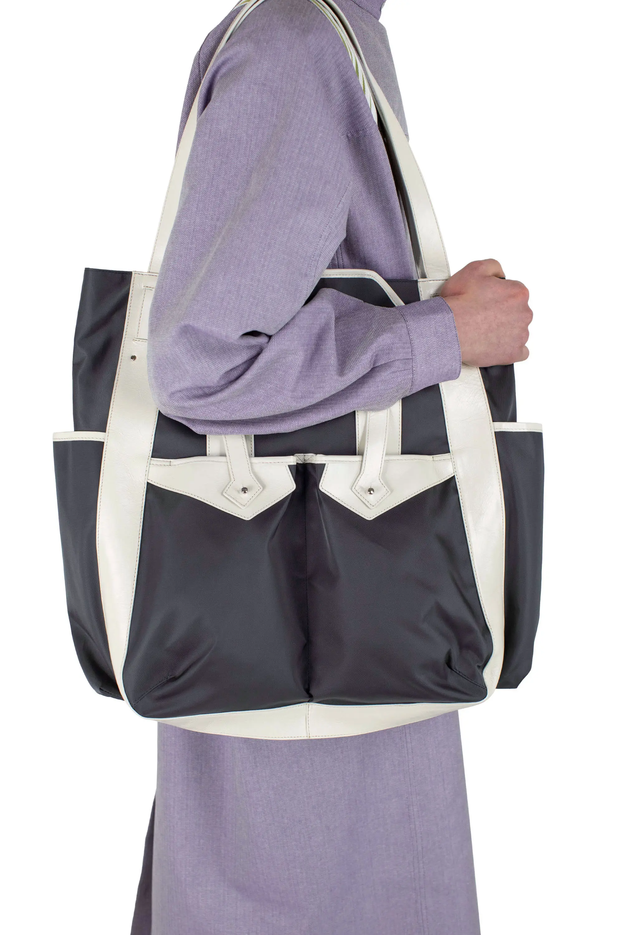 KIKO KOSTADINOV INEX TOTE BAG - DARK GREY / SAND