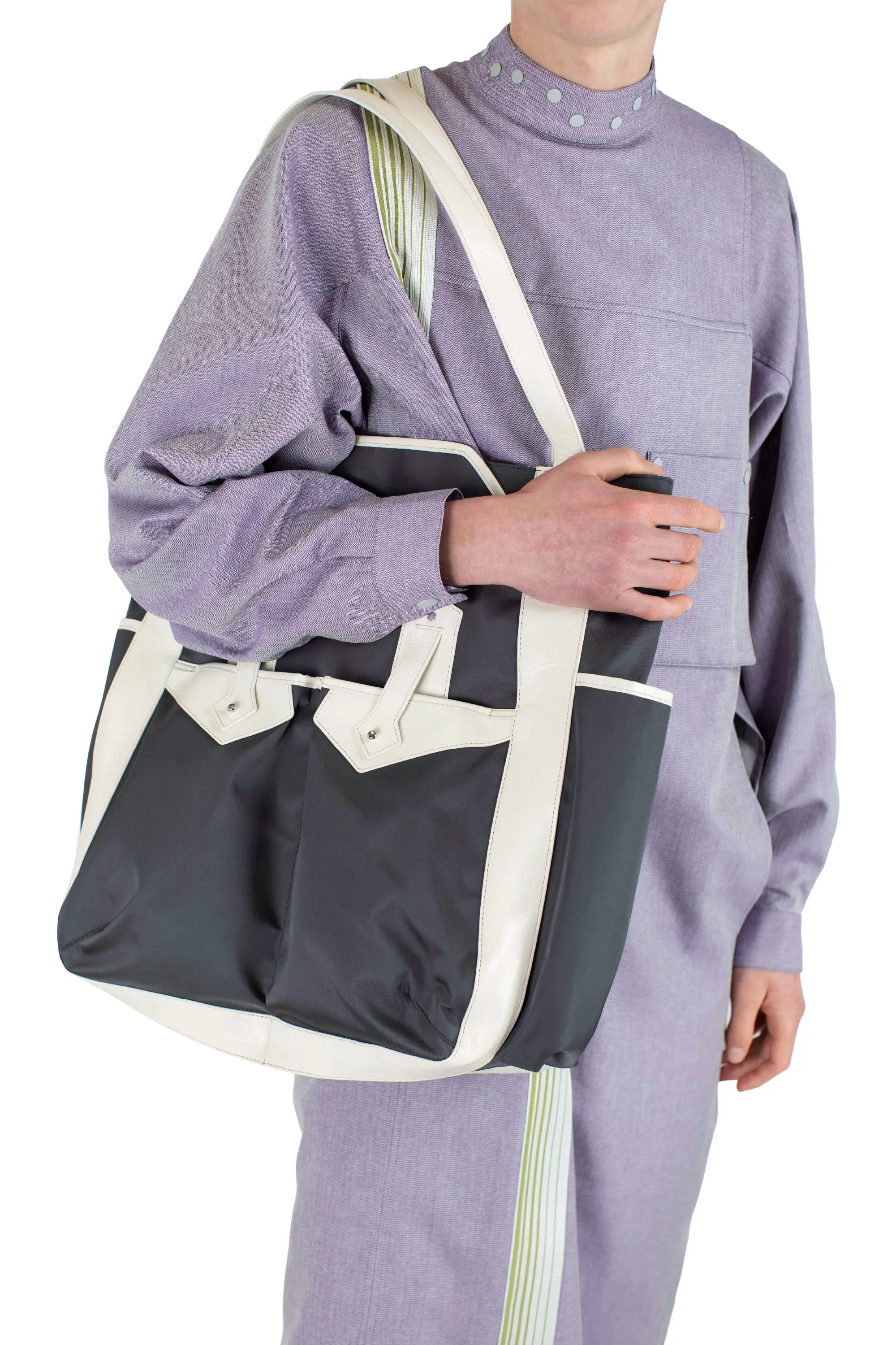 KIKO KOSTADINOV INEX TOTE BAG - DARK GREY / SAND