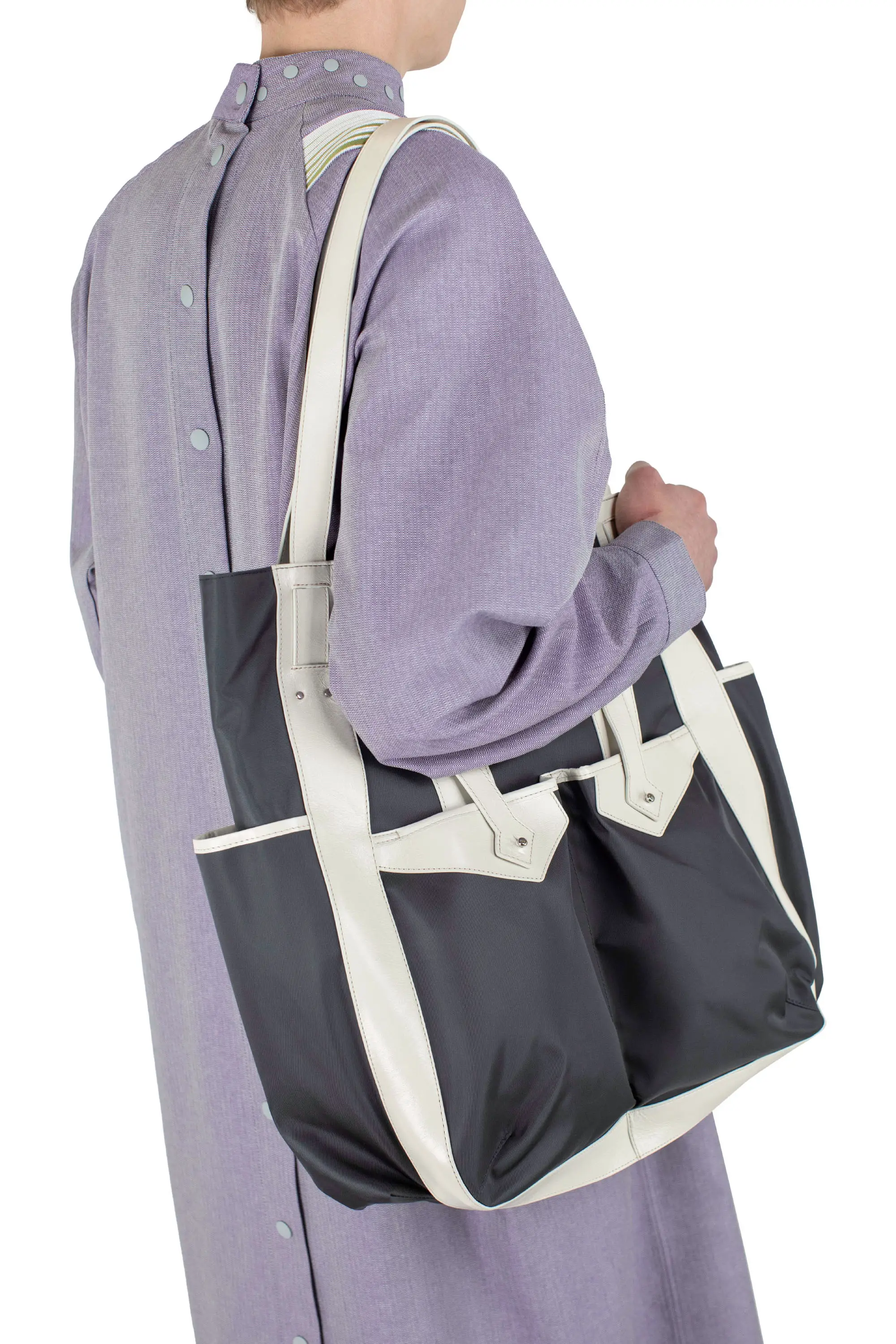 KIKO KOSTADINOV INEX TOTE BAG - DARK GREY / SAND