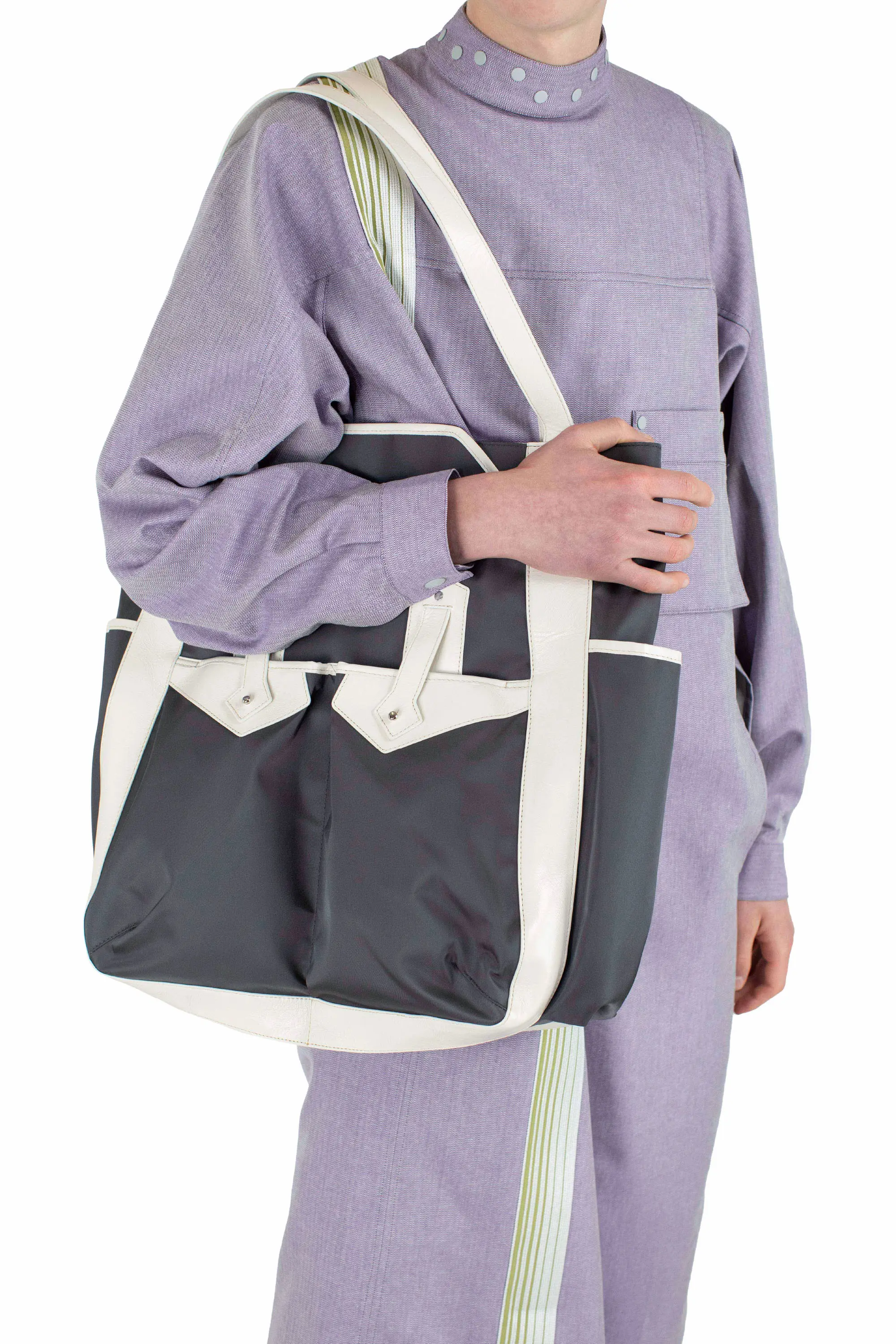 KIKO KOSTADINOV INEX TOTE BAG - DARK GREY / SAND