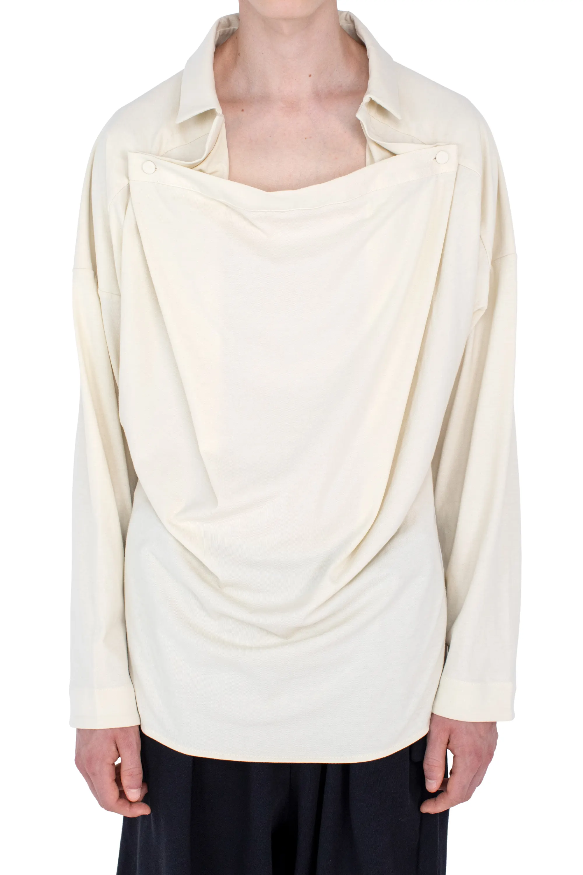 KIKO KOSTADINOV ISKAR DRAPED SHIRT - IVORY