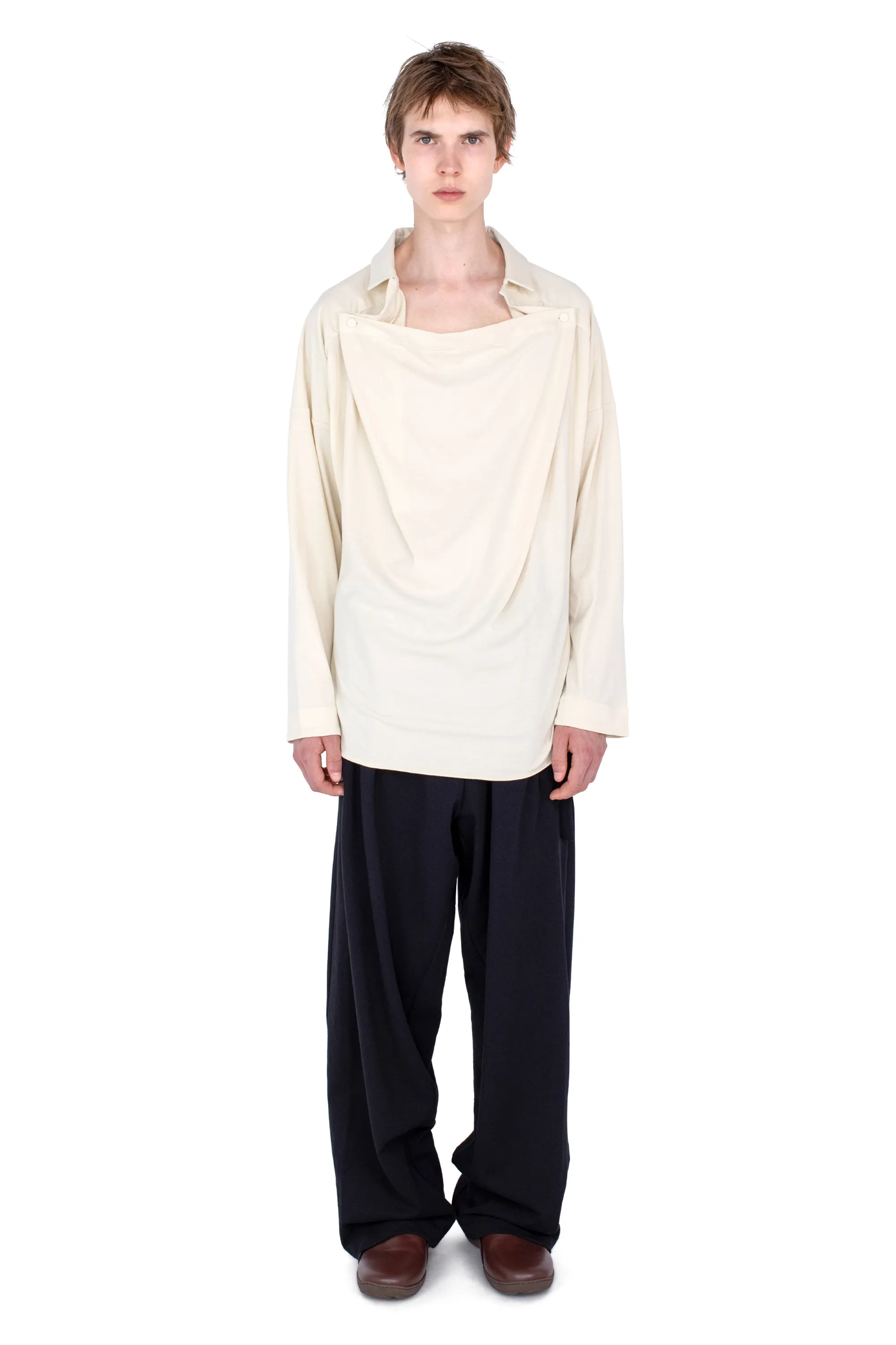 KIKO KOSTADINOV ISKAR DRAPED SHIRT - IVORY