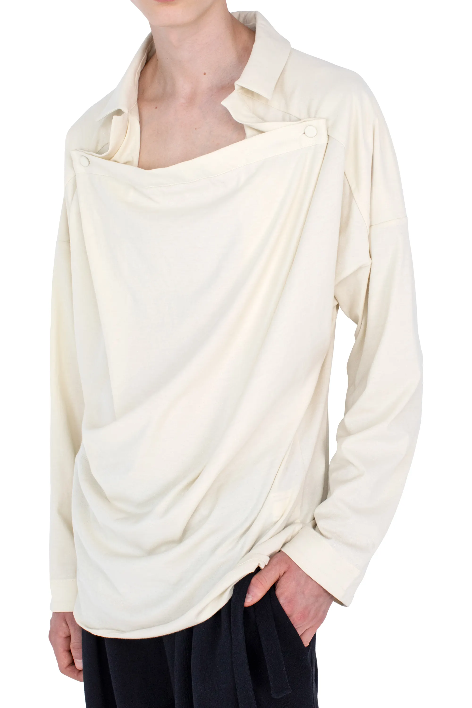 KIKO KOSTADINOV ISKAR DRAPED SHIRT - IVORY