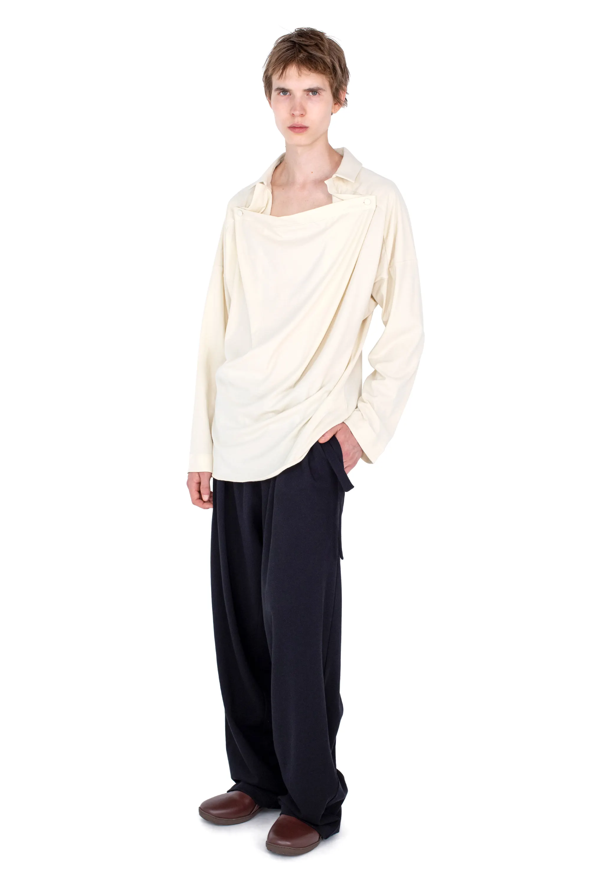 KIKO KOSTADINOV ISKAR DRAPED SHIRT - IVORY