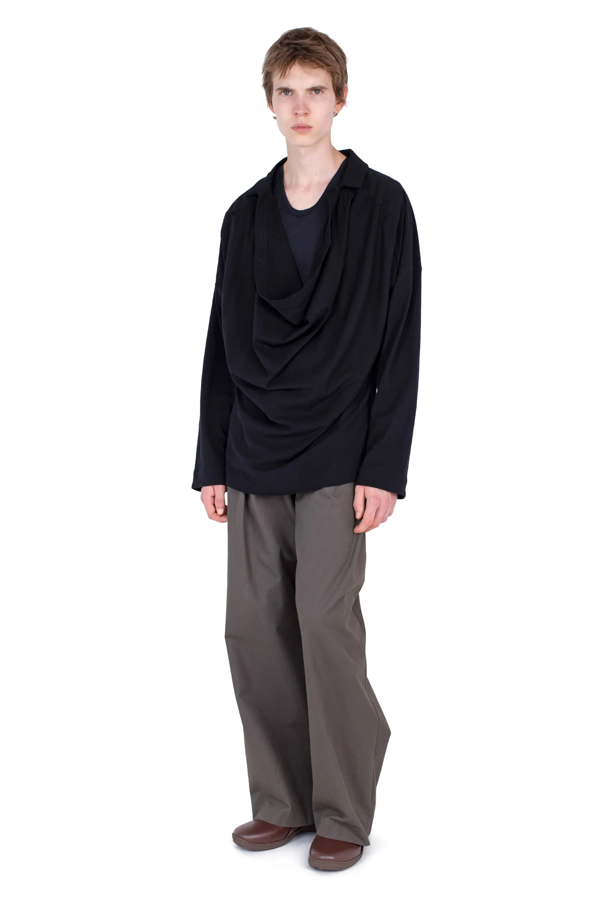 KIKO KOSTADINOV ISKAR DRAPED SHIRT - TRUE BLACK