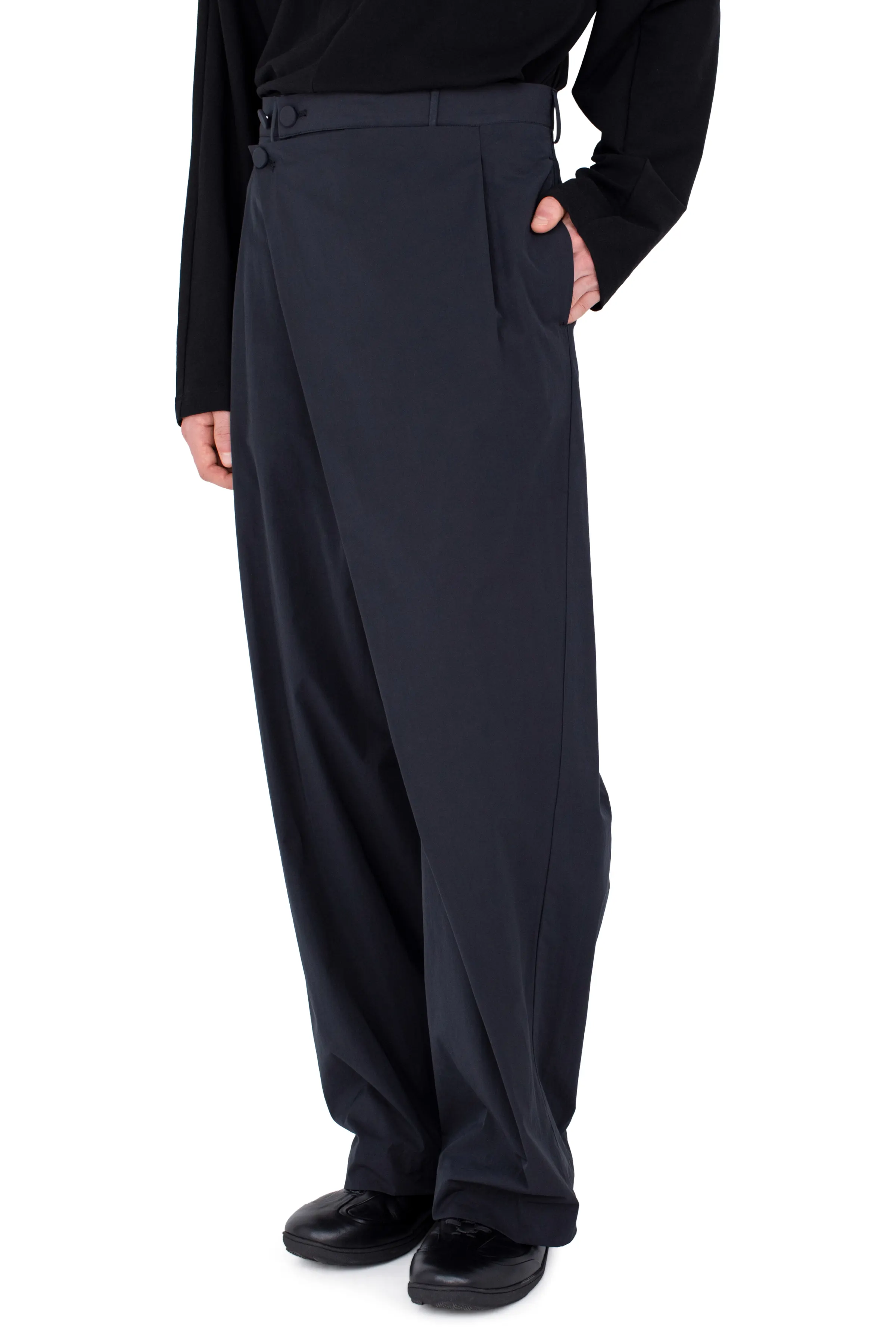KIKO KOSTADINOV KIPPEL WRAP TROUSERS - PITCH BLACK