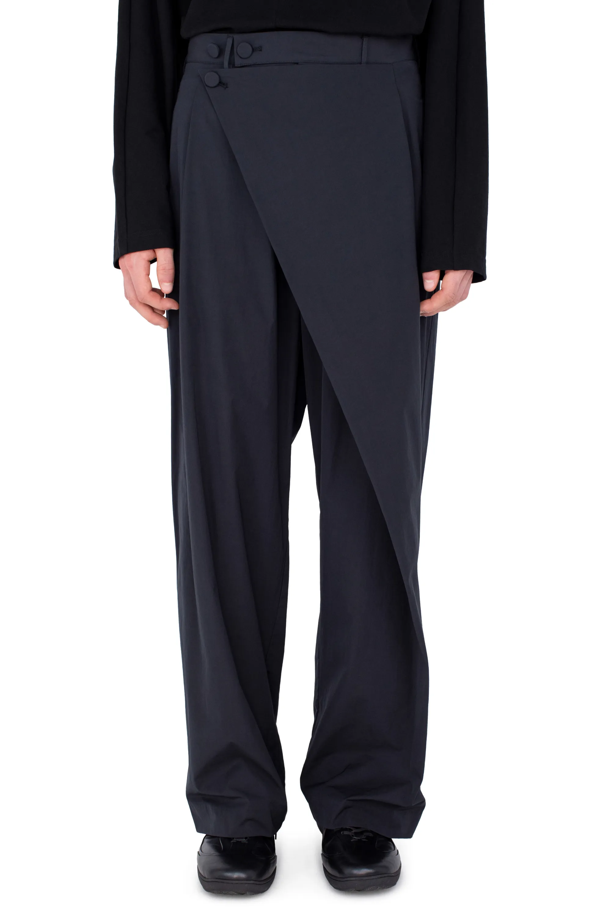 KIKO KOSTADINOV KIPPEL WRAP TROUSERS - PITCH BLACK