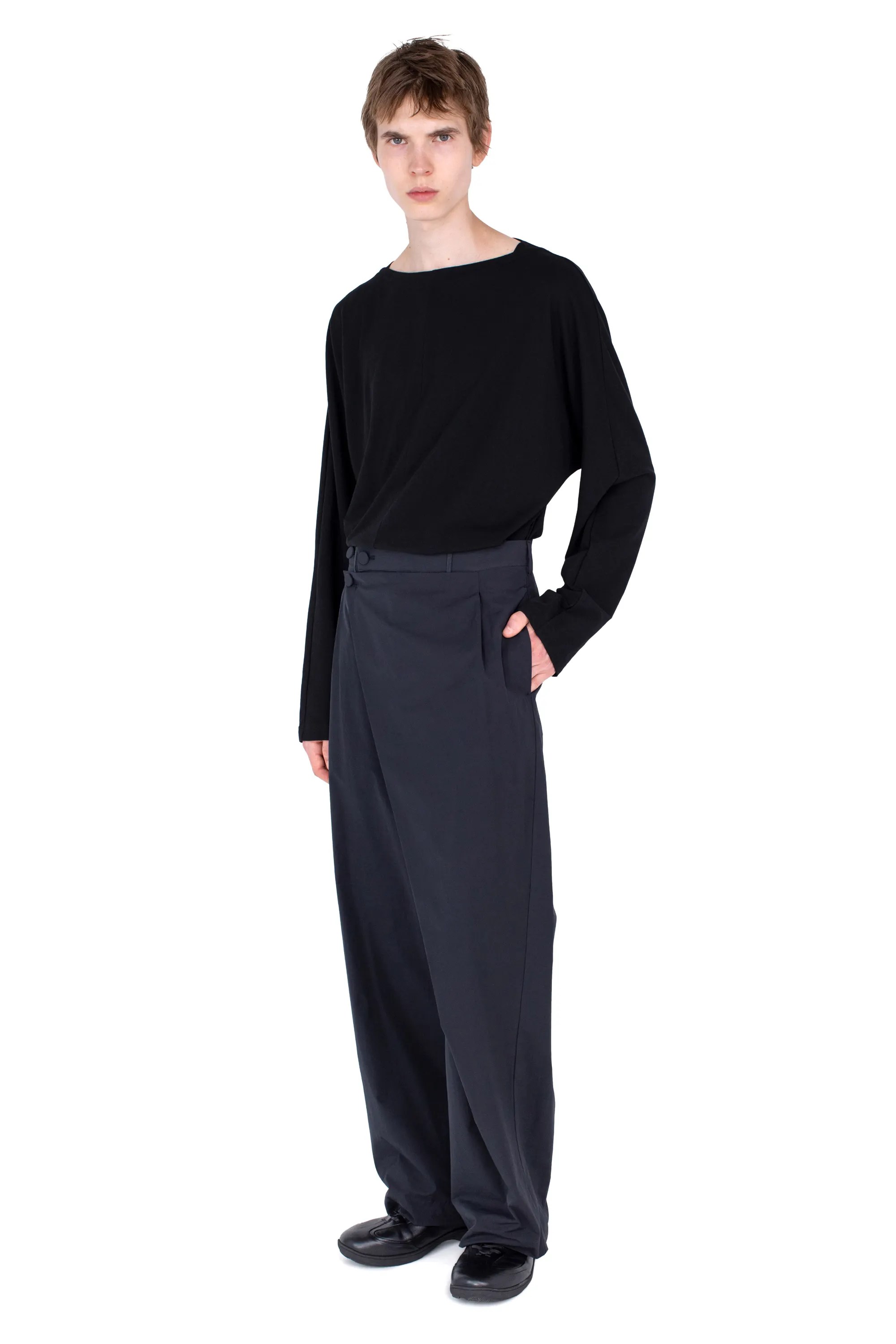 KIKO KOSTADINOV KIPPEL WRAP TROUSERS - PITCH BLACK