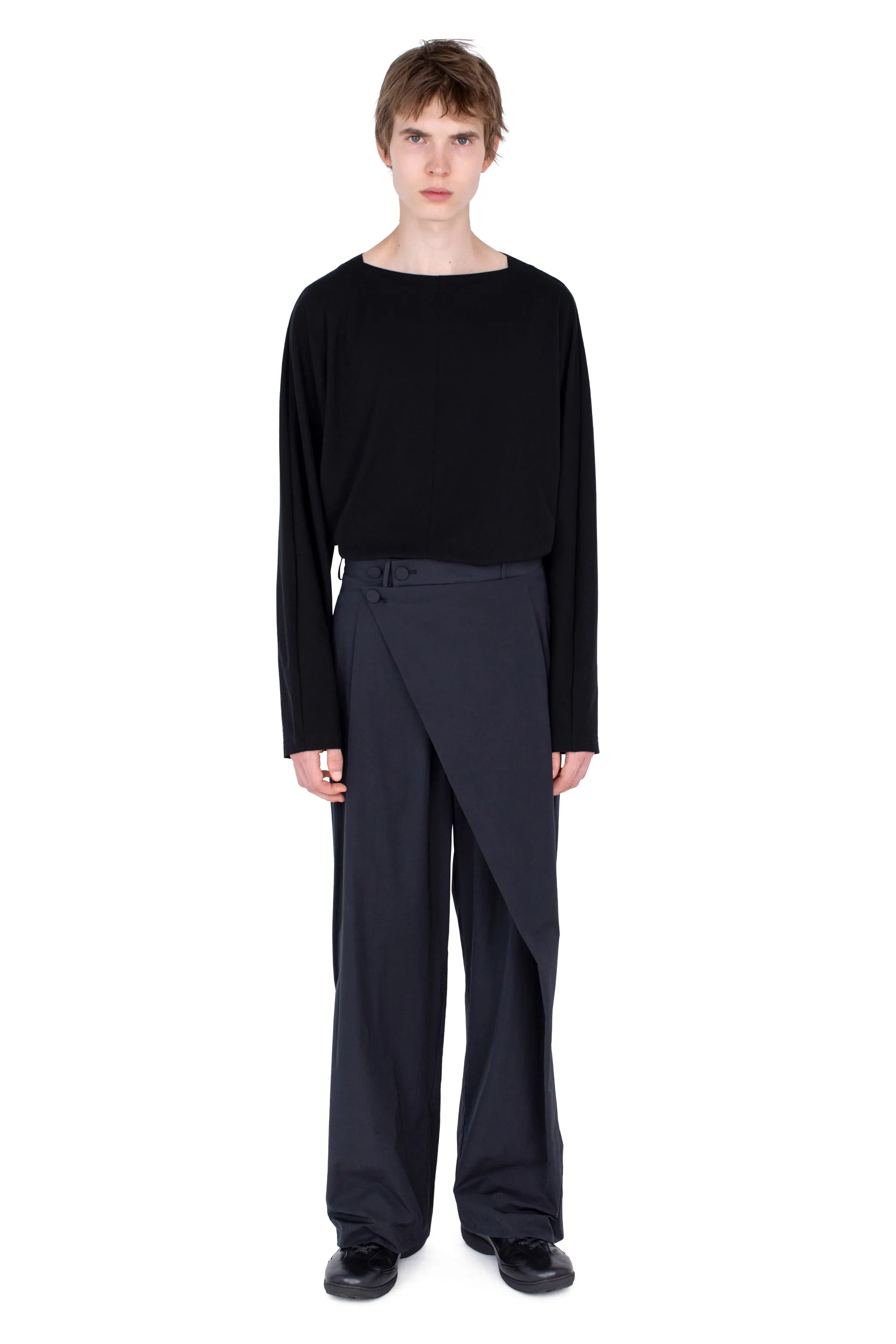 KIKO KOSTADINOV KIPPEL WRAP TROUSERS - PITCH BLACK