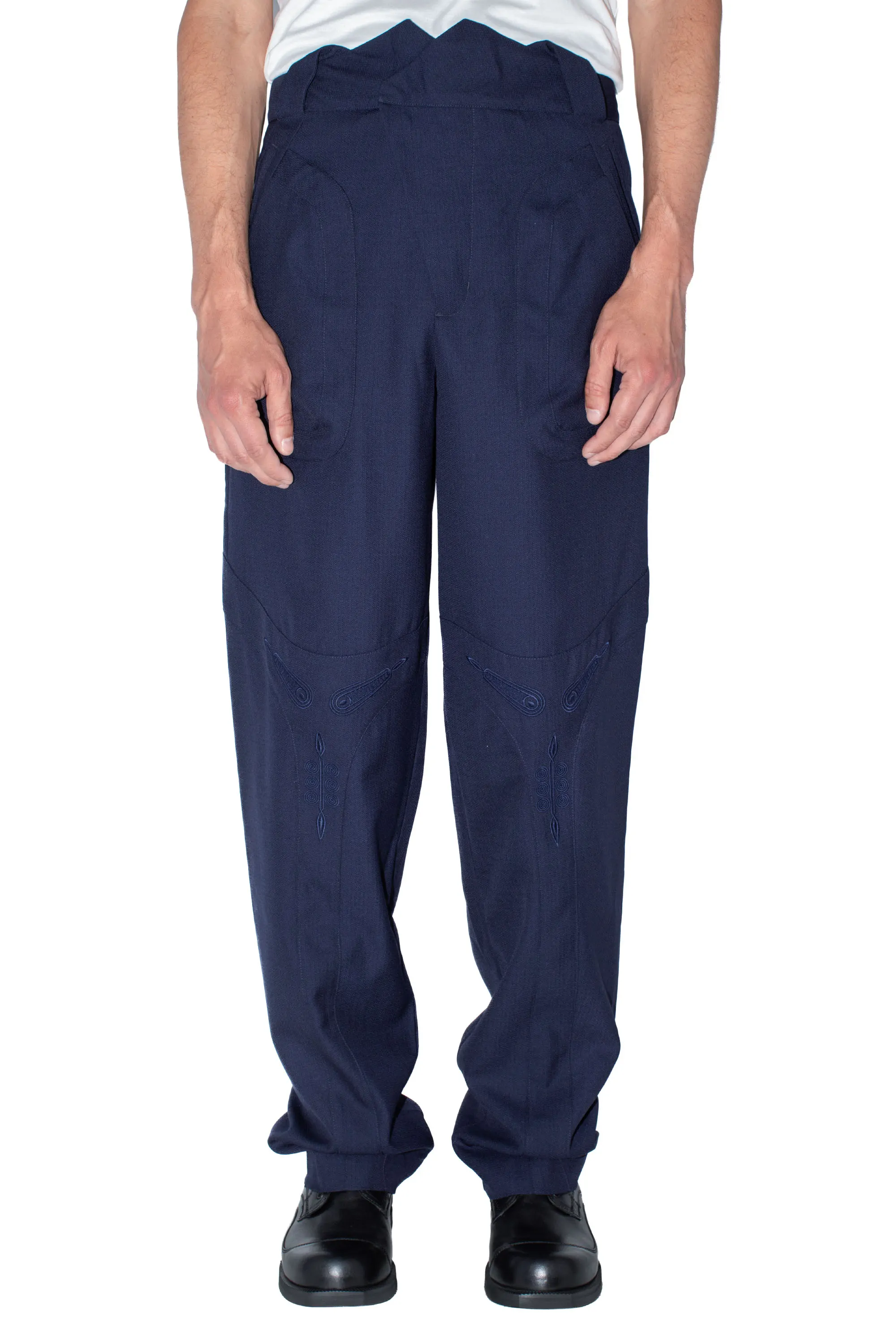 kiko kostadinov KLEES EMBROIDERED TROUSER - ORION BLUE Hotsell