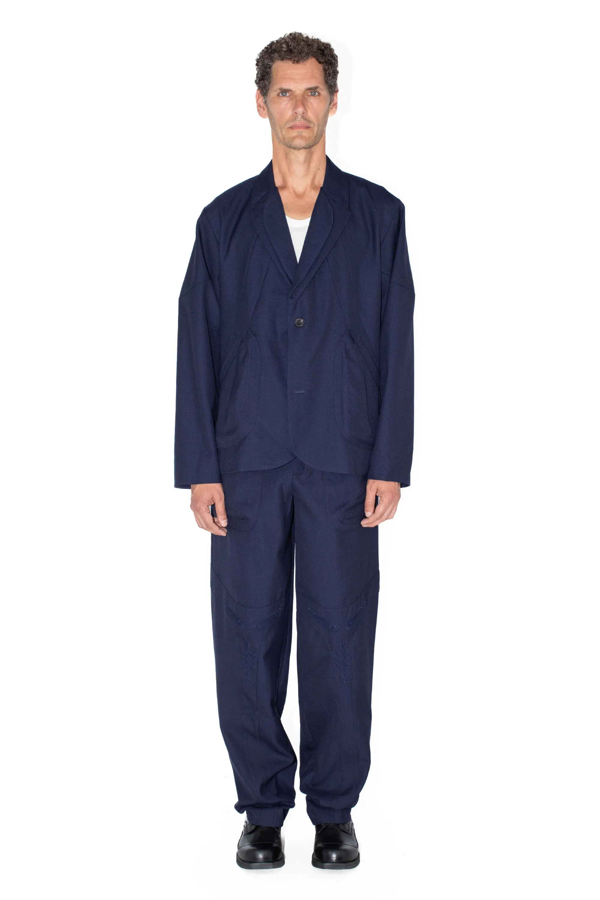 KLEES EMBROIDERED TROUSER - ORION BLUE – KIKO KOSTADINOV