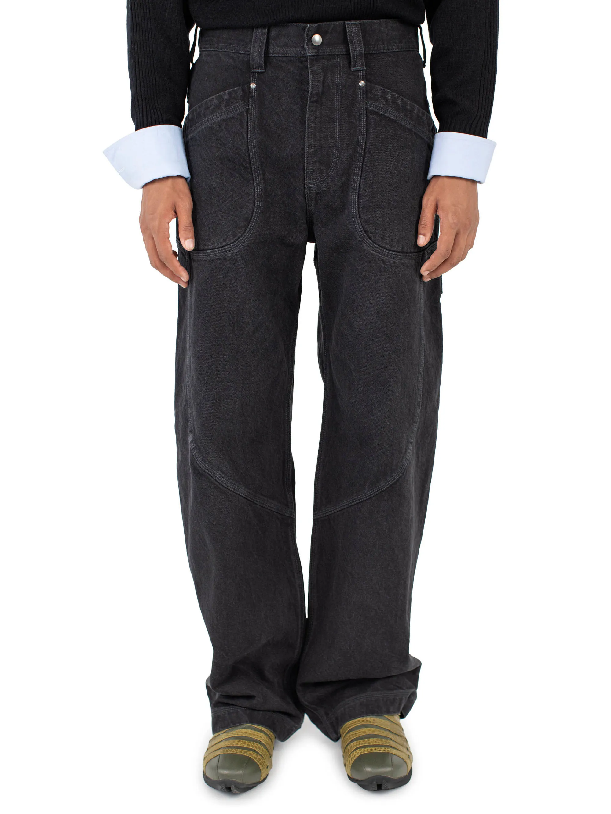 パンツ kiko kostadinov 44 Men Kiko Kostadinov Nylon Button Cargo Straight Wide Leg