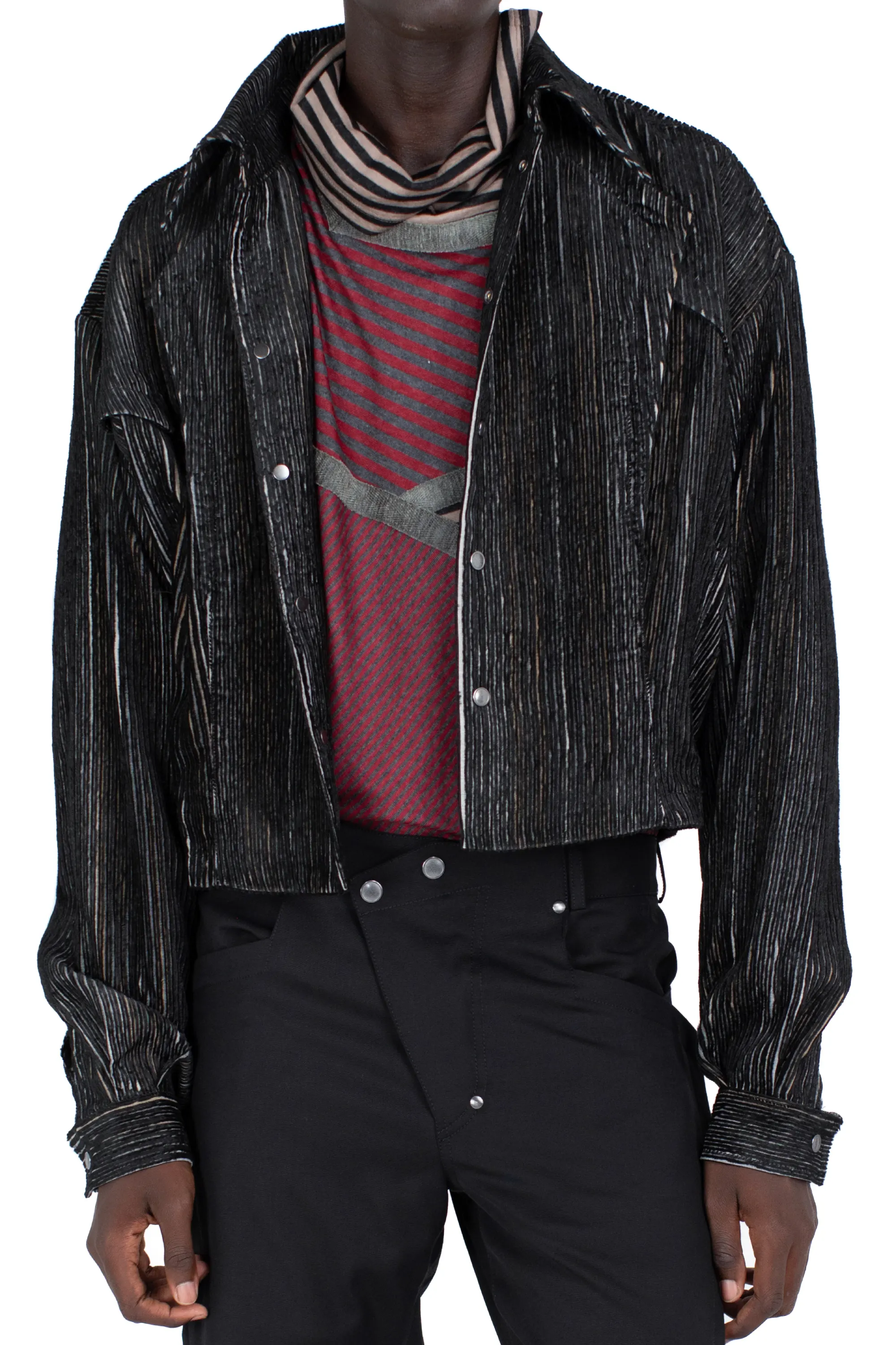 KRANER CROPPED SHIRT - MELANGE BLACK – KIKO KOSTADINOV