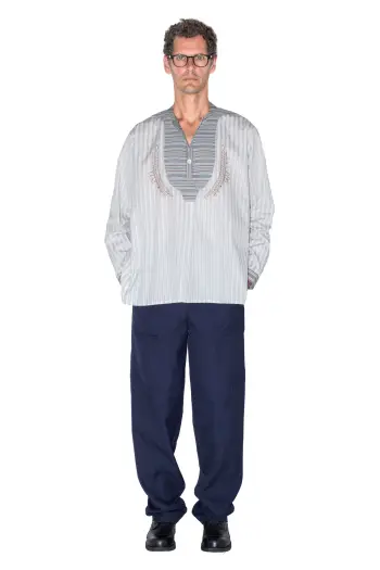KIKO KOSTADINOV KUTCH OVERSHIRT - GREY WIDE STRIPE/ CROCUS MULTI