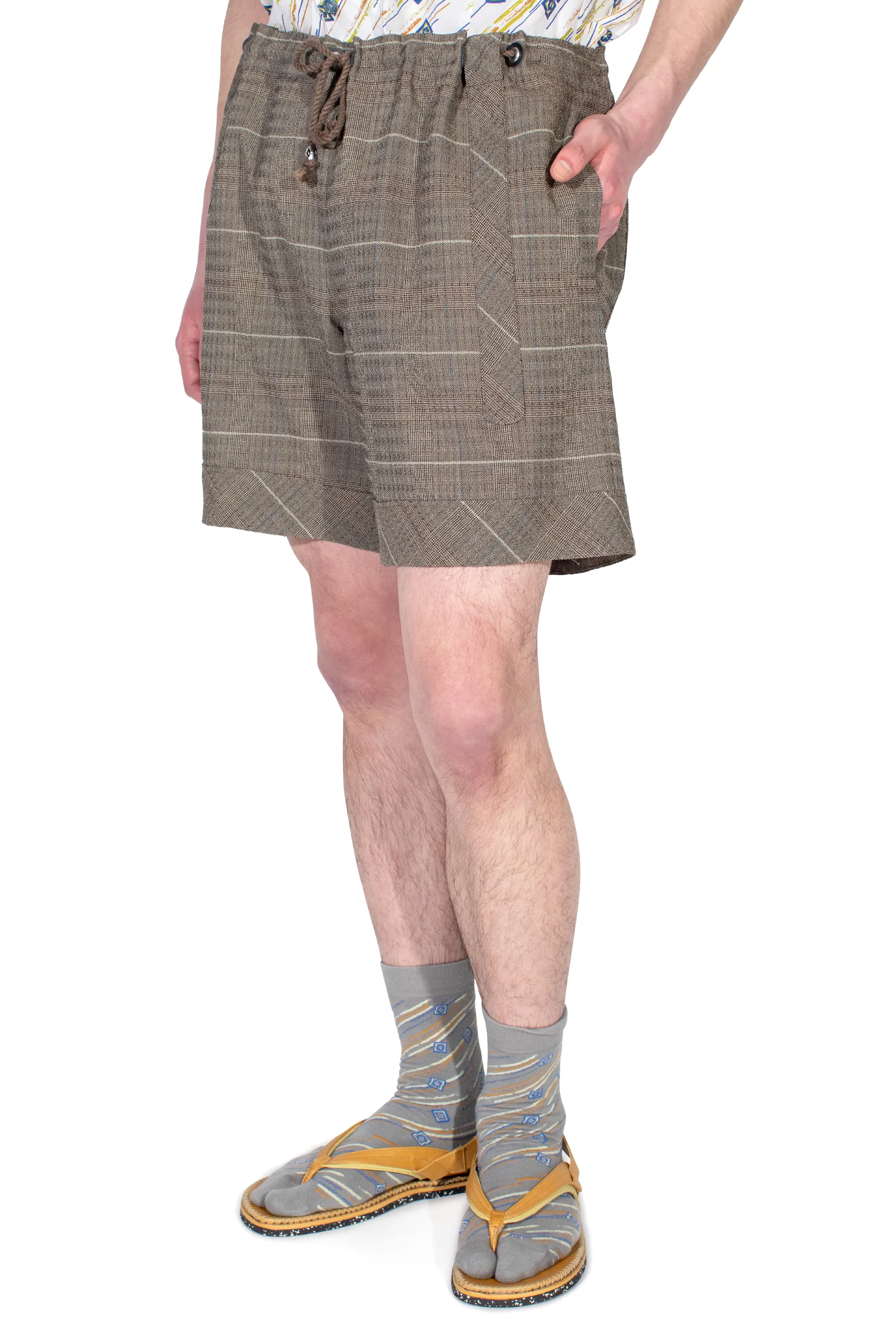 KIKO KOSTADINOV KYAN SHORTS - TAUPE CHECK