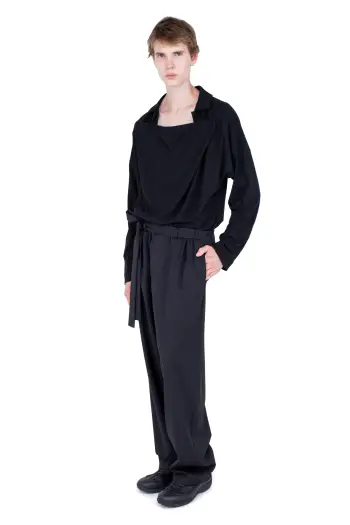 KIKO KOSTADINOV LAAN GATHERED TROUSERS - CROW BLACK