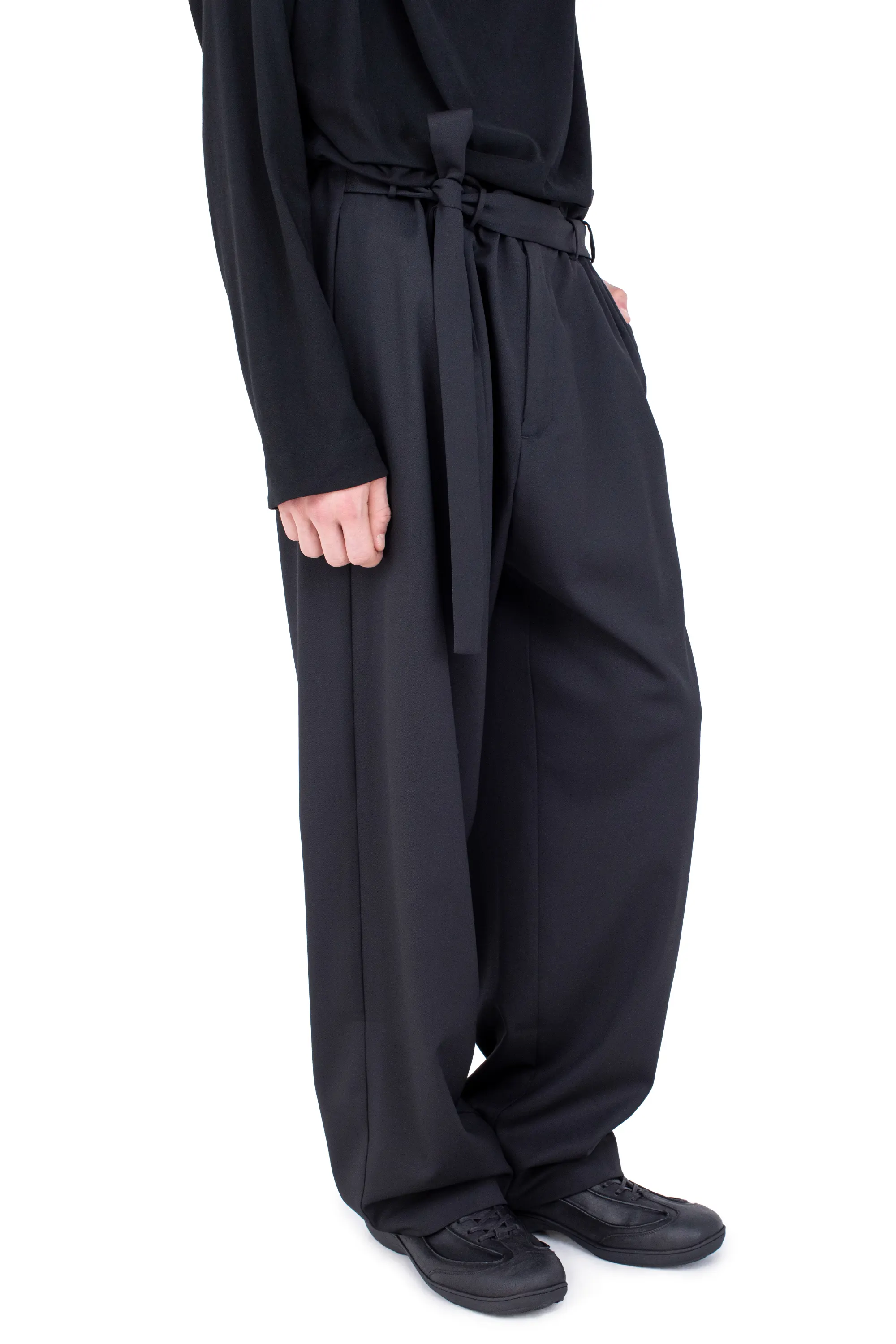 KIKO KOSTADINOV LAAN GATHERED TROUSERS - CROW BLACK